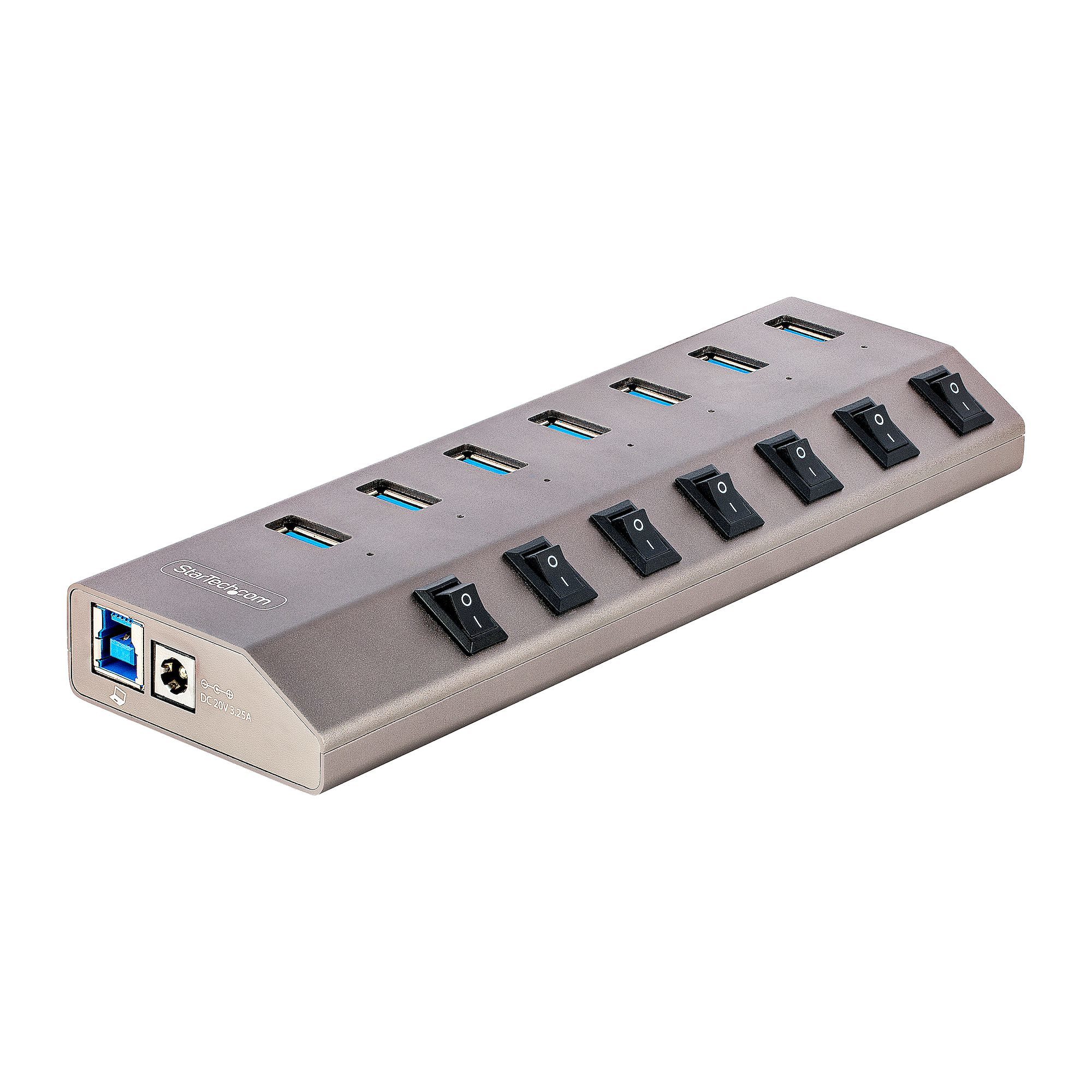 Startech 7-Port Self-Powered USB-C Hub with Individual On/Off Switches, USB 3.0 5Gbps Expansion Hub w/Power Supply, Desktop/Laptop USB-C to USB-A Hub, 7x BC 1.2 (1.5A), USB Type C Hub - USB-C/A Host Cables (5G7AIBS-USB-HUB-EU) - Hub - 7 x USB 3.2 Gen 1 -