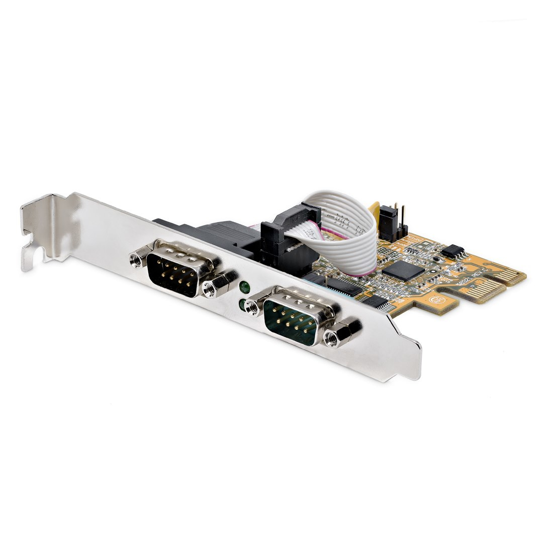 Startech 2-Port PCI Express Serial Card, Dual Port PCIe to RS232 (DB9) Serial Interface Card, 16C1050 UART, Standard or Low Profile Brackets, COM Retention, For Windows & Linux - PCIe to Dual DB9 Card (21050-PC-SERIAL-LP) - Serial adapter - PCIe 2.0 low p
