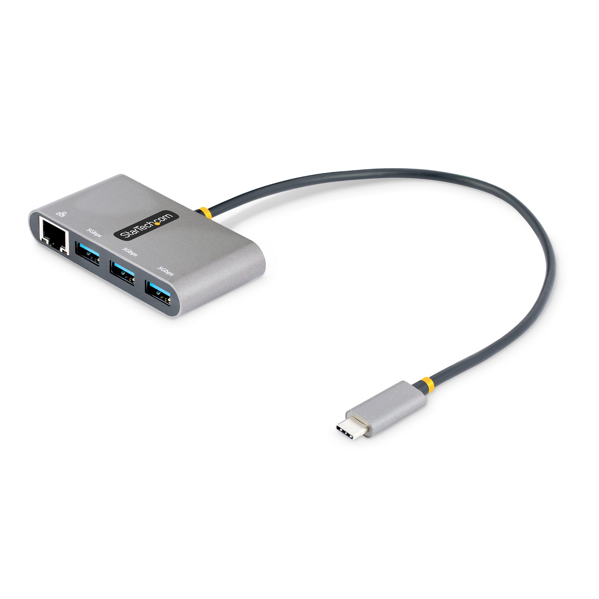 Startech 3-Port USB-C Hub with Ethernet, 3x USB-A Ports, Gigabit Ethernet, USB 3.0 5Gbps, Bus-Powered, USB Type-C Hub w/ GbE and 1ft/30cm Long Cable, Portable USB-C to USB-A Laptop Hub - USB Expansion Hub (HB30C3A1GEA2) - Hub - 3 x SuperSpeed USB 3.0 + 1