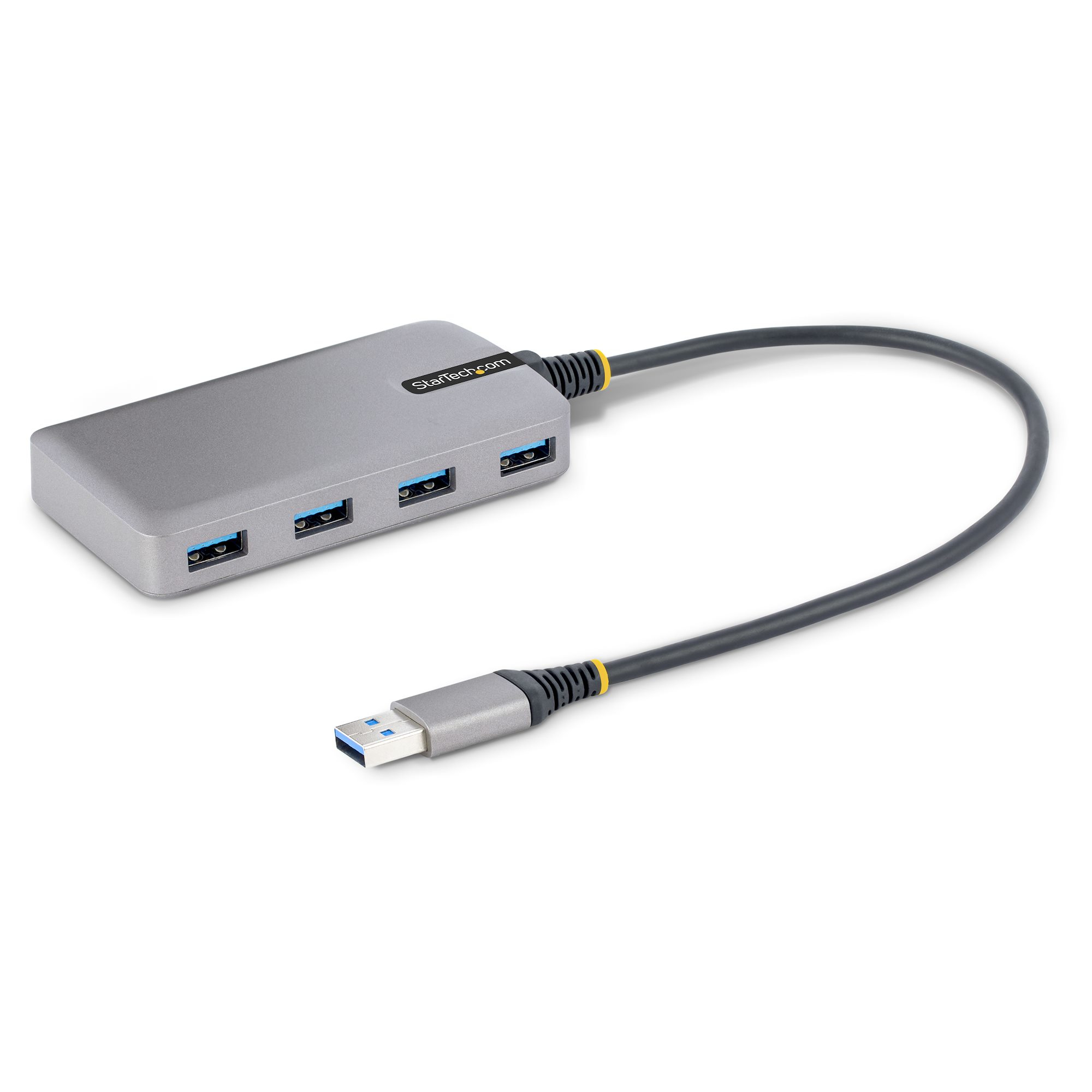 Startech 4-Port USB Hub, USB 3.0 5Gbps, Bus Powered, USB-A to 4x USB-A Hub with Optional Auxiliary Power Input, Portable Desktop/Laptop USB Hub with 1ft (30cm) Attached Cable - USB Expansion Hub (5G4AB-USB-A-HUB) - Hub - 4 x USB 3.2 Gen 1 + 1 x micro-USB