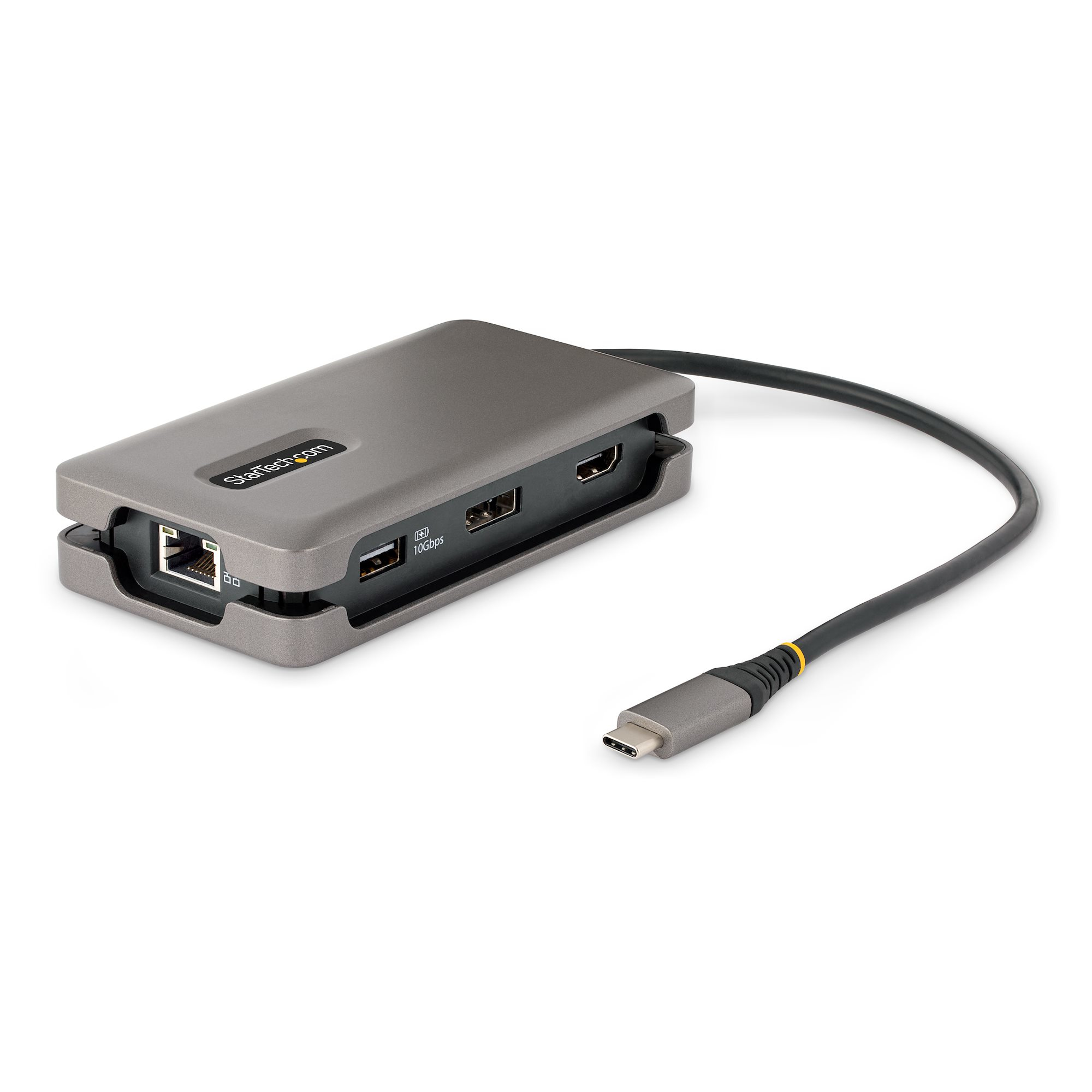 Startech USB-C Multiport Adapter, 4K 60Hz HDMI/DP Video, 3-Port USB Hub, 100W Power Delivery Pass-Through, GbE, USB Type-C Travel Dock w/ Charging, 1ft/30cm Wrap-Around Cable - Mini Laptop Docking Station (DKT31CDHPD3) - Docking station - USB-C - HDMI, DP