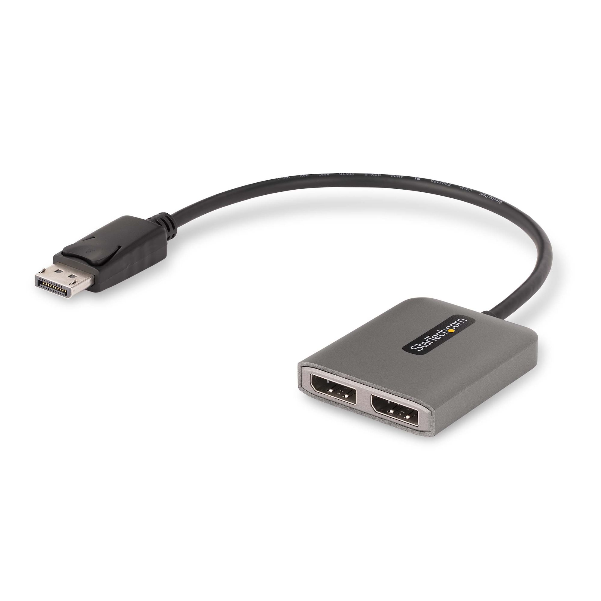 Startech 2-Port DisplayPort MST Hub, Dual 4K 60Hz, DP to 2x DisplayPort Monitor Adapter, DP 1.4 Multi-Monitor Video Adapter w/ 1ft Built-in Cable, USB Powered, Windows Only - Multi Stream Transport Hub (MST14DP122DP) - Hub - 1 x DisplayPort + 1 x micro-US