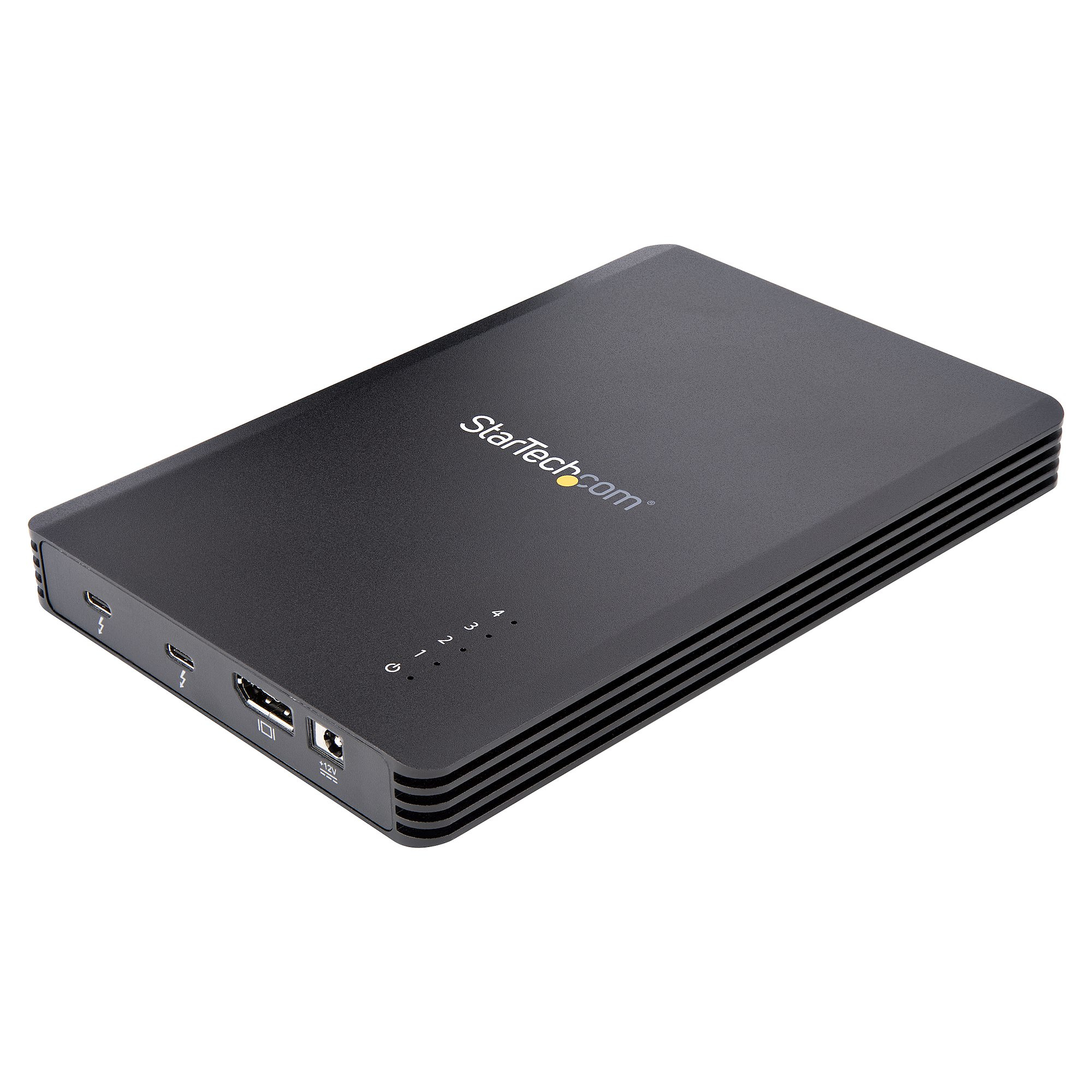 Startech 4 Bay Thunderbolt 3 NVMe Enclosure, For M.2 NVMe Solid State Drives, 1x DisplayPort Video & 2x TB3 Downstream Ports, Up to 40Gbps, 72W Power Supply - 4 Bay M.2 SSD External Hard Drive Enclosure (M2E4BTB3) - Storage enclosure - M.2 - M.2 NVMe Card