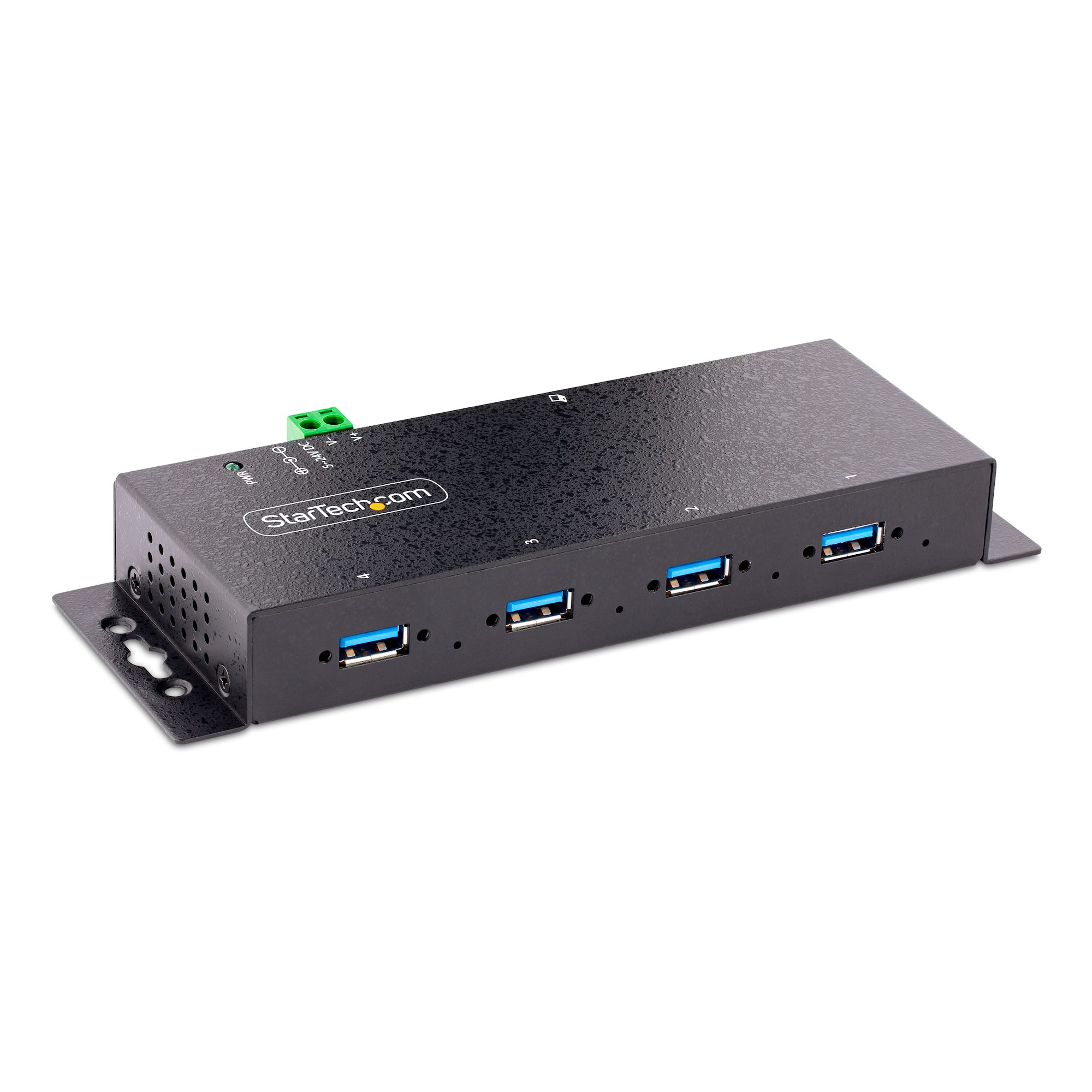 Startech 4-Port Industrial USB 3.0 5Gbps Hub, Rugged USB Hub w/15kV Air/8kV Contact ESD and Surge Protection, DIN/Wall/Desk Mountable USB-A Hub, USB Expansion Hub with Locking Ports - Metal Construction (5G4AINDNP-USB-A-HUB) - Hub - industrial - 4 x USB 3