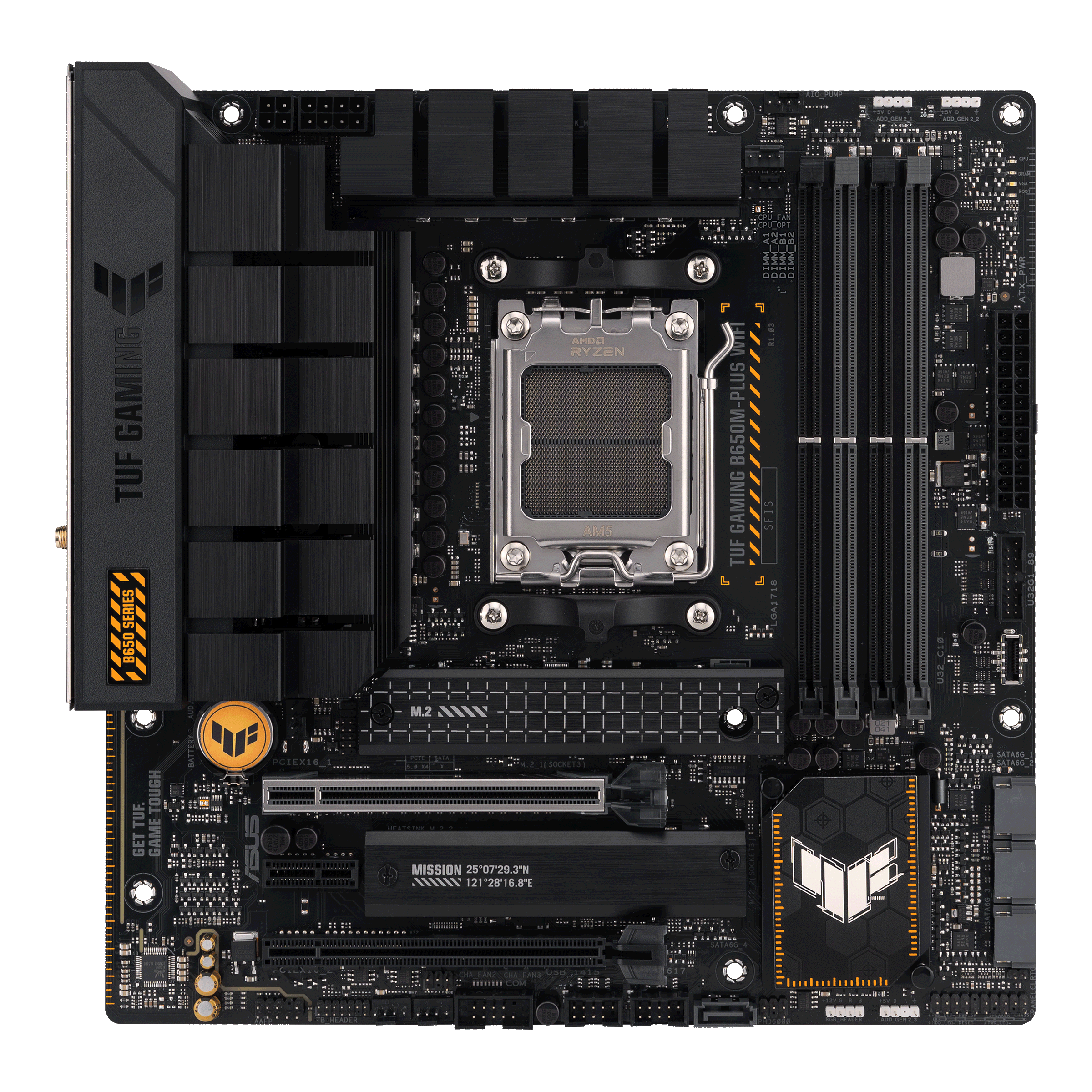 ASUS TUF Gaming B650M-Plus WIFI - Motherboard - micro ATX - Socket AM5 - AMD B650 Chipset - USB-C 3.2 Gen 2x2, USB 3.1 Gen 2, USB 3.2 Gen 2, USB-C 3.2 Gen 1 - 2.5 Gigabit LAN, Bluetooth - onboard graphics (CPU required) - HD Audio (8-channel)