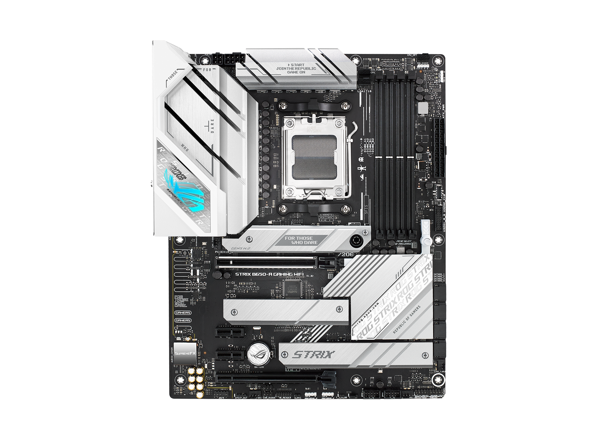 ASUS ROG STRIX B650-A GAMING WIFI - Motherboard - ATX - Socket AM5 - AMD B650 Chipset - USB-C 3.2 Gen 2x2, USB-C 3.2 Gen2, USB 3.2 Gen 2, USB 3.2 Gen 1 - 2.5 Gigabit LAN, Wi-Fi 6, Bluetooth - onboard graphics (CPU required) - HD Audio (8-channel)