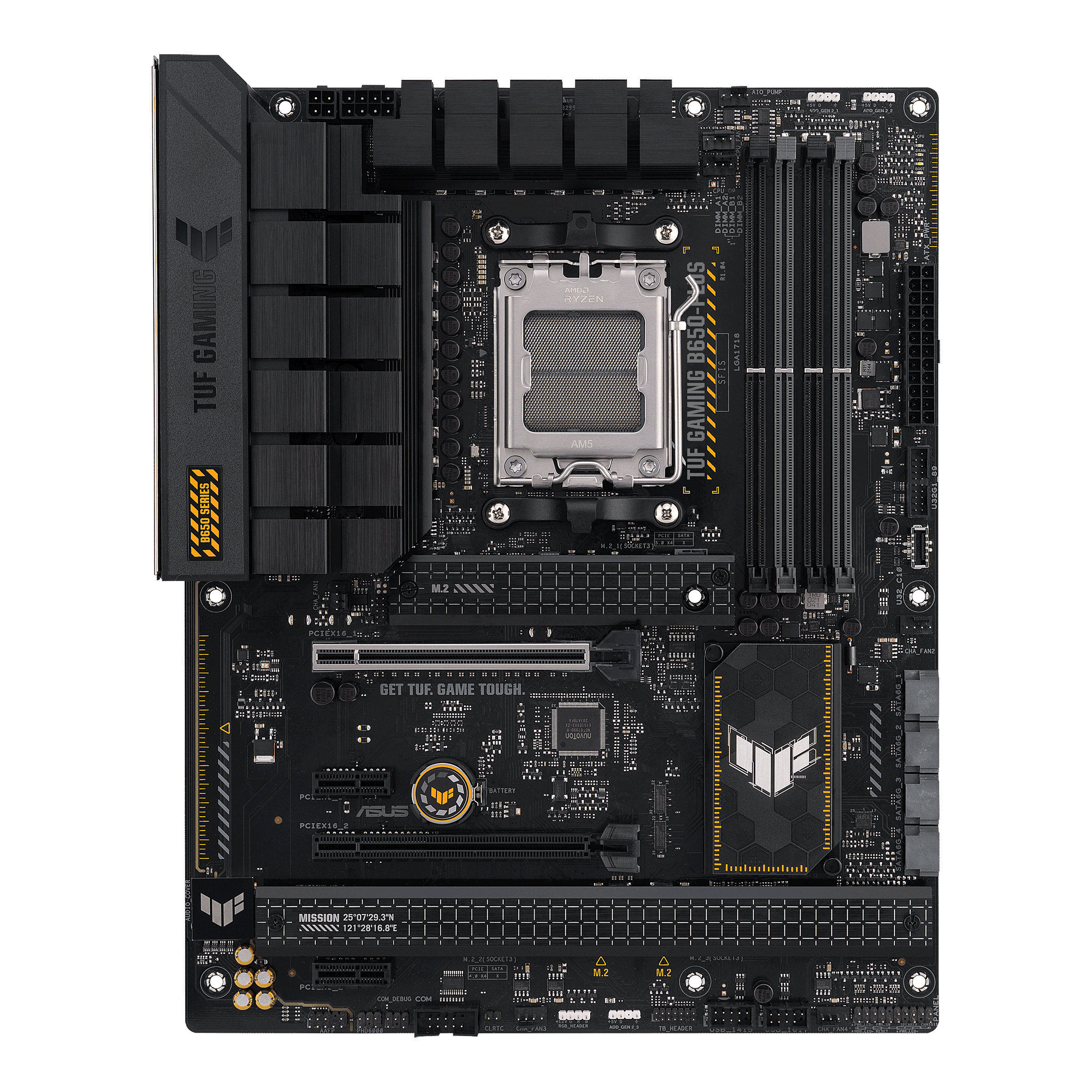 ASUS TUF Gaming B650-Plus - Motherboard - ATX - Socket AM5 - AMD B650 Chipset - USB-C 3.2 Gen 2x2, USB 3.1 Gen 2, USB 3.2 Gen 2, USB-C 3.2 Gen2, USB-C 3.2 Gen 1 - 2.5 Gigabit LAN - onboard graphics (CPU required) - HD Audio (8-channel)