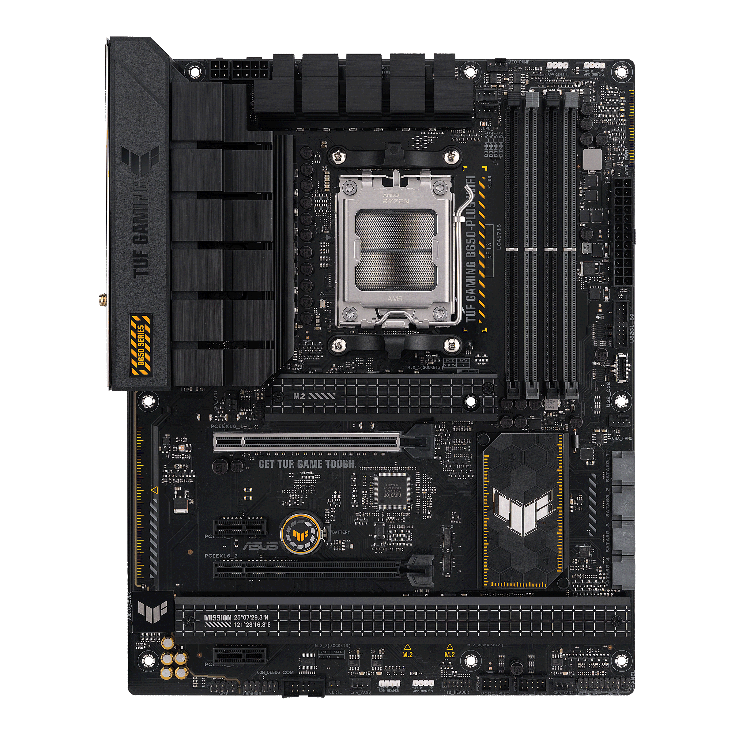 ASUS TUF Gaming B650-Plus WiFi - Motherboard - ATX - Socket AM5 - AMD B650 Chipset - USB-C 3.2 Gen 2x2, USB 3.1 Gen 2, USB 3.2 Gen 2, USB-C 3.2 Gen2, USB-C 3.2 Gen 1 - 2.5 Gigabit LAN, Wi-Fi 6, Bluetooth - onboard graphics (CPU required) - HD Audio (8-cha