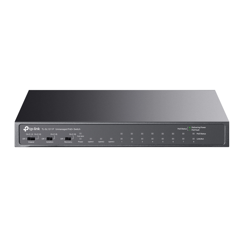 TP-Link TL-SL1311P V1.6 - Switch - unmanaged - 8 x 10/100 (PoE+) + 2 x 10/100/1000 + 1 x 1000Base-X SFP - rack-mountable (65 W)