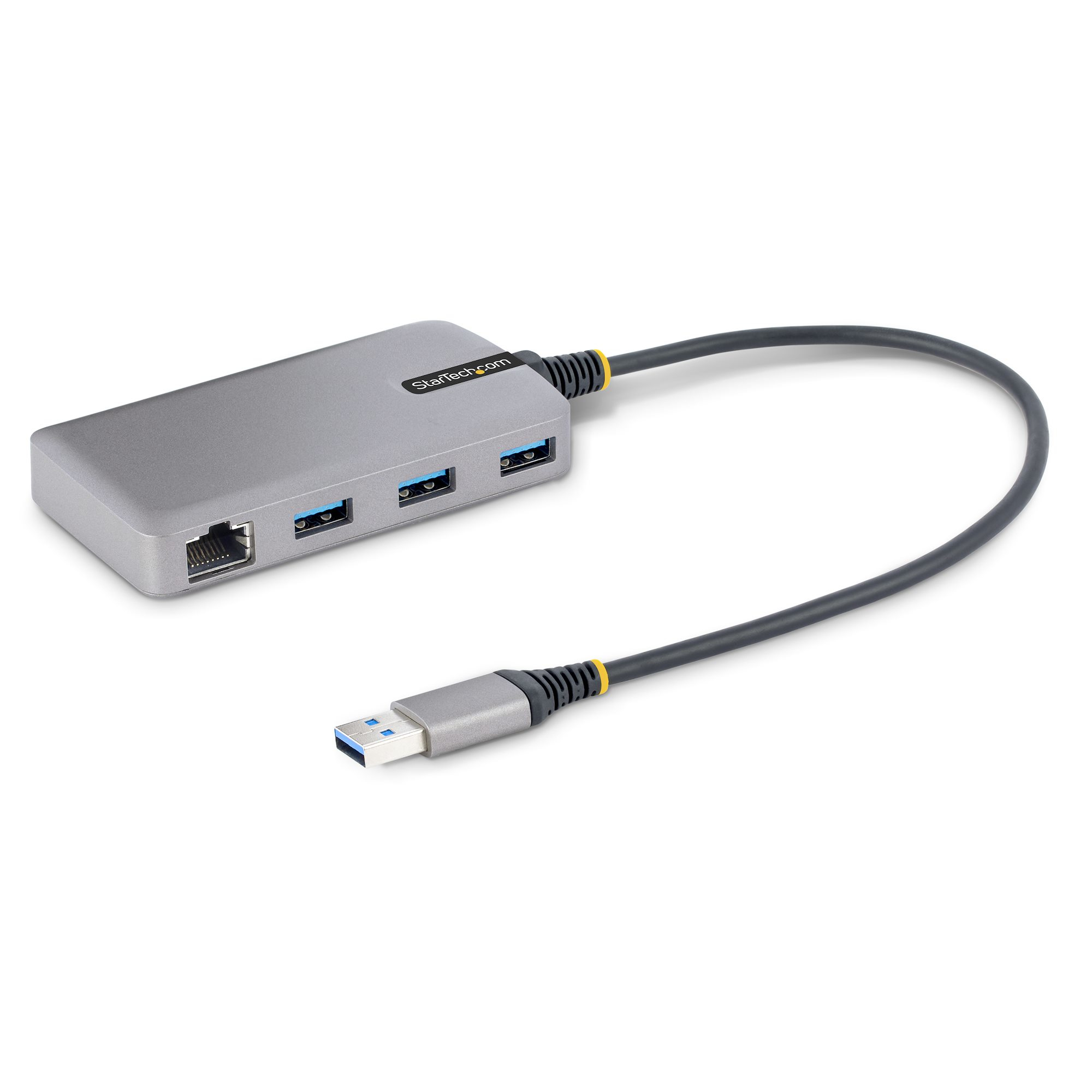 Startech 3-Port USB Hub with Ethernet, 3x USB-A Ports, Gigabit Ethernet RJ45, USB 3.0 5Gbps, Bus-Powered, USB Hub w/ GbE and 1ft/30cm Long Cable, Portable Laptop USB Hub - USB Expansion Hub w/ Ethernet Adapter (5G3AGBB-USB-A-HUB) - Hub - 3 x USB 3.2 Gen 1