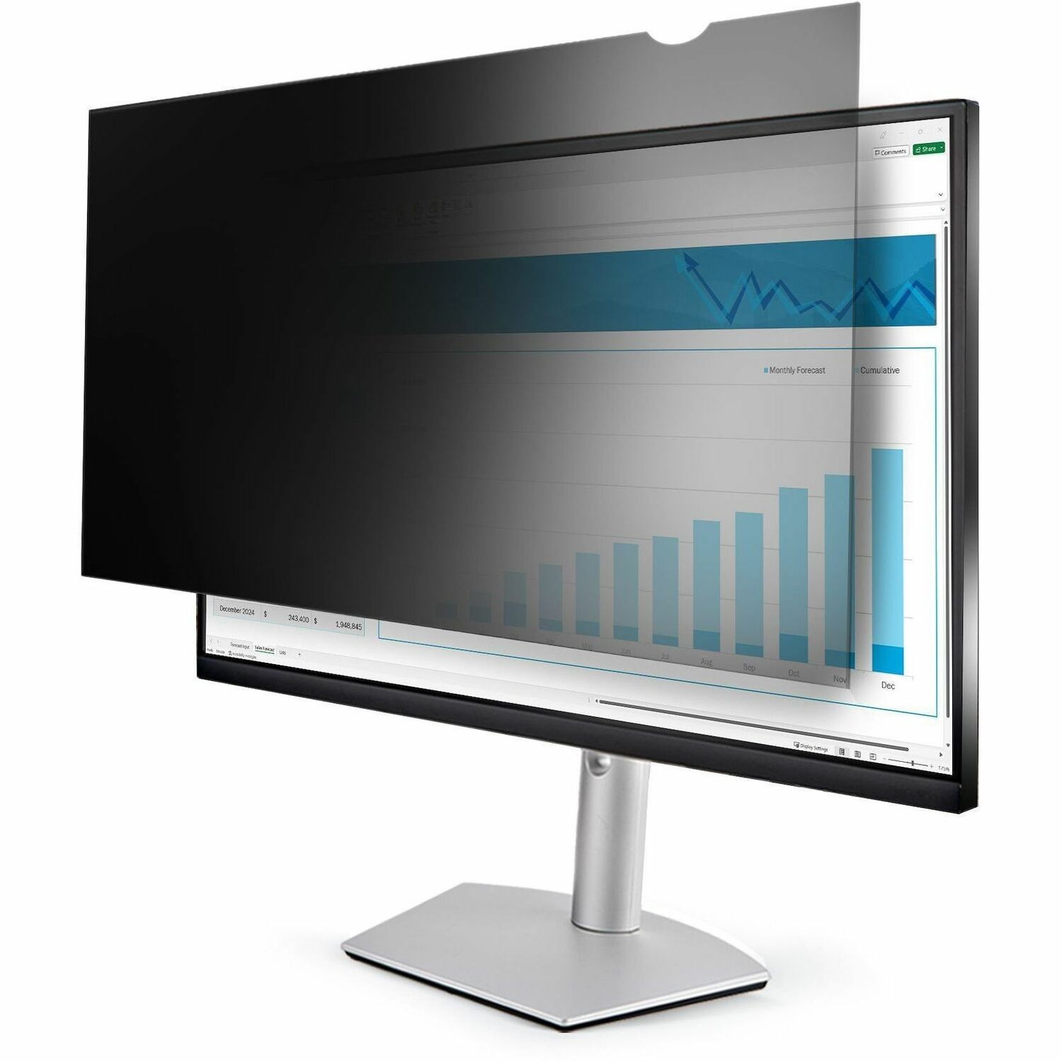 Startech 22-inch 16:9 Computer Monitor Privacy Filter, Anti-Glare Privacy Screen with 51% Blue Light Reduction, Black-out Monitor Screen Protector w/+/- 30 deg. Viewing Angle, Matte and Glossy Sides (2269-PRIVACY-SCREEN) - Notebook privacy filter (horizon