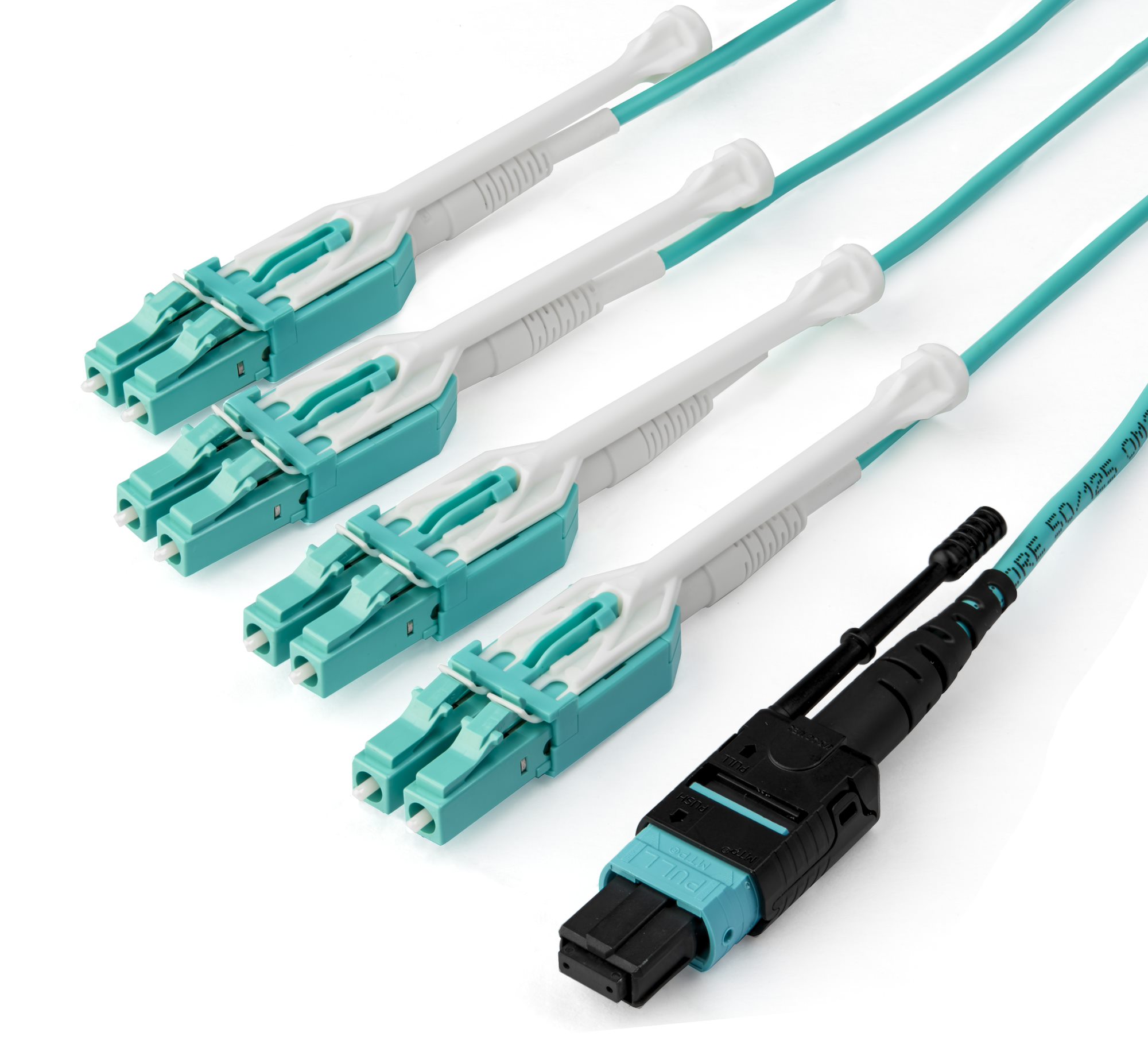 Startech MTP to LC Breakout Cable - 10 ft / 3m - OM3 Multimode - 40Gb - Pull Tab - Plenum - MPO / MTP Connector - Fiber Optic Cable (MPO8LCPL3M) - Breakout cable - MTP/MPO multi-mode (F) push/pull to LC multi-mode (M) push/pull - 3 m - 3 m - fibre optic -