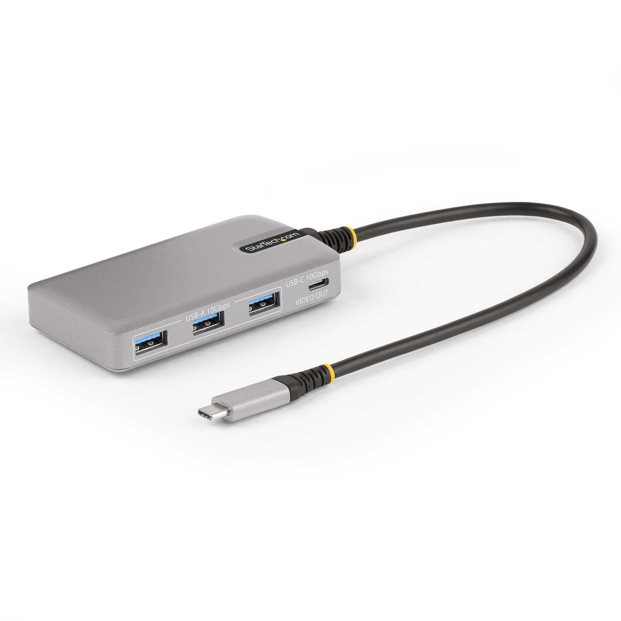Startech 4-Port USB-C Hub with USB-C DP Alt Mode Video Output 4K 60Hz, 3x USB-A, 1x USB-C, 100W Power Delivery Pass-Through, USB 3.2 Gen 2 (10Gbps), Portable USB Type-C to USB Type-A/C - 1ft (30cm) Host Cable (HB31C3A1CDPPD3) - Hub - 1 x USB-C + 3 x USB 3