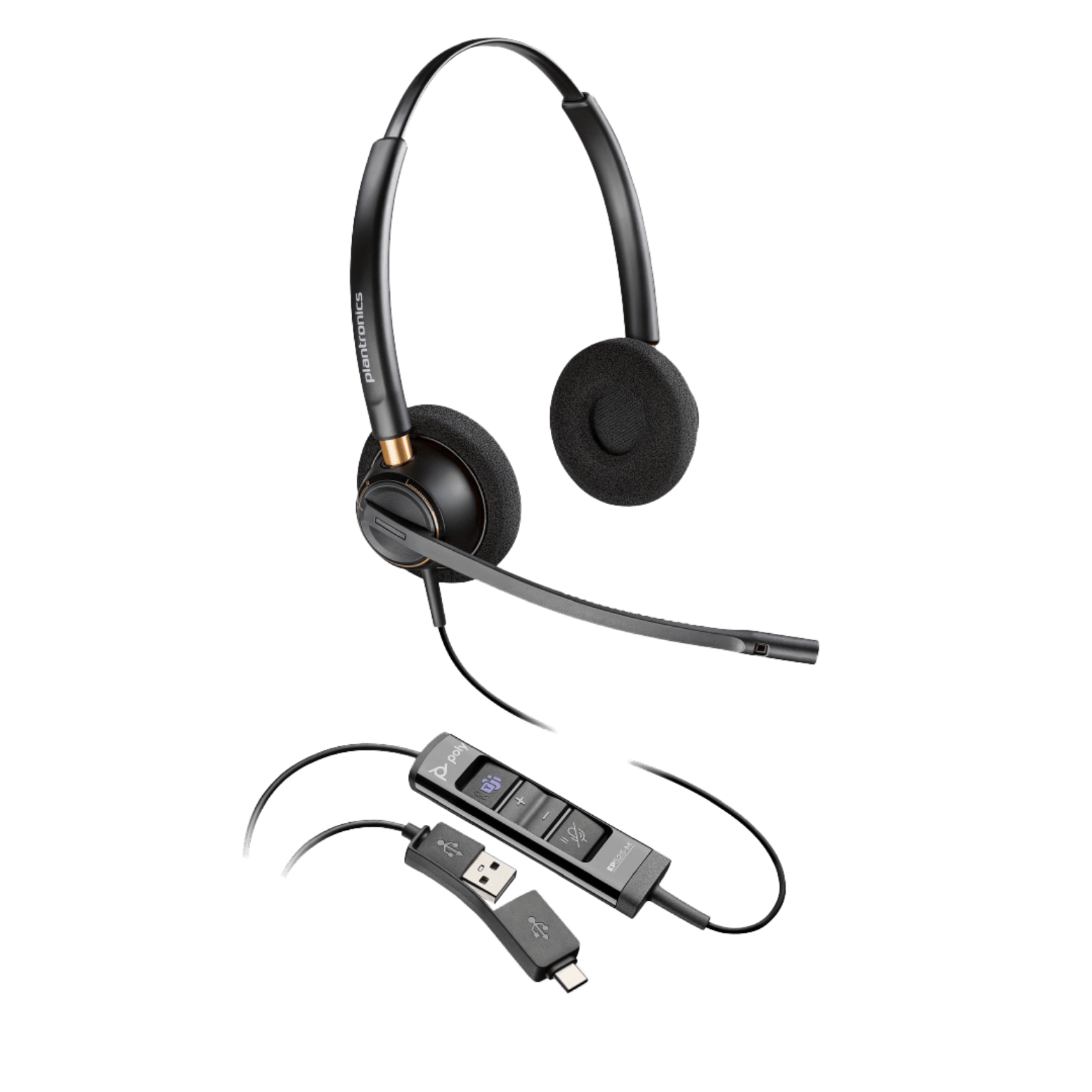 HP Poly EncorePro 530D - EncorePro 500 series - headset - on-ear - wired - USB-A, USB-C - black - TAA Compliant - for ProBook 440 G7 Notebook, 440 G9 Notebook, 450 G10 Notebook