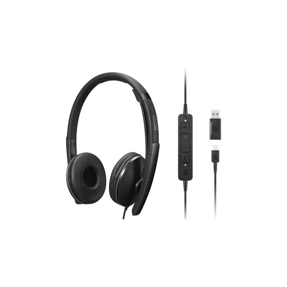Lenovo Gen 2 - Headset - on-ear - wired - USB-C - black - Certified for Microsoft Teams