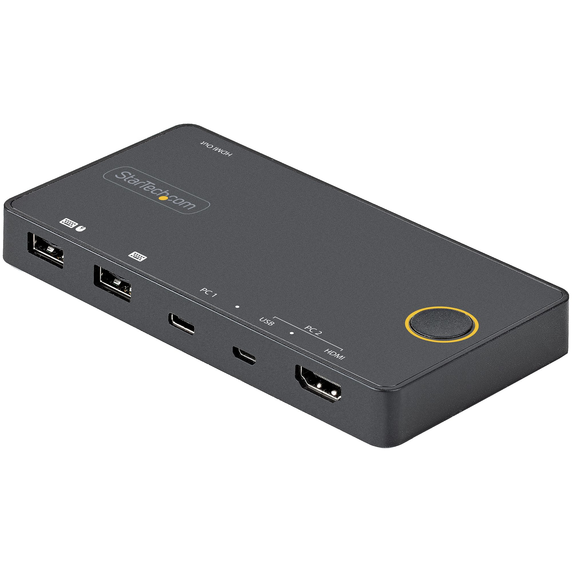 Startech 2 Port Hybrid USB-A + HDMI & USB-C KVM Switch, Single 4K 60Hz HDMI 2.0 Monitor, Compact Desktop and/or Laptop HDMI KVM Switch, USB Bus Powered, Thunderbolt 3 Compatible - 2 Port HDMI KVM Switch (SV221HUC4K) - KVM / audio switch - 2 x KVM / audio