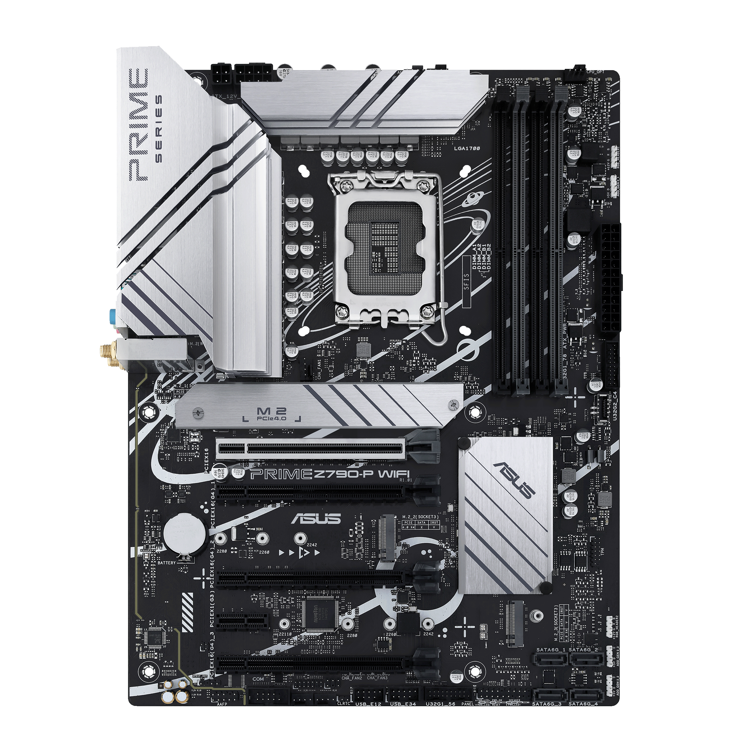ASUS Prime Z790-P WIFI - Motherboard - ATX - LGA1700 Socket - Z790 Chipset - USB-C 3.2 Gen 2x2, USB 3.2 Gen 2, USB 3.2 Gen 1, USB-C 3.2 Gen2 - 2.5 Gigabit LAN, Wi-Fi 6, Bluetooth - onboard graphics (CPU required) - HD Audio (8-channel)