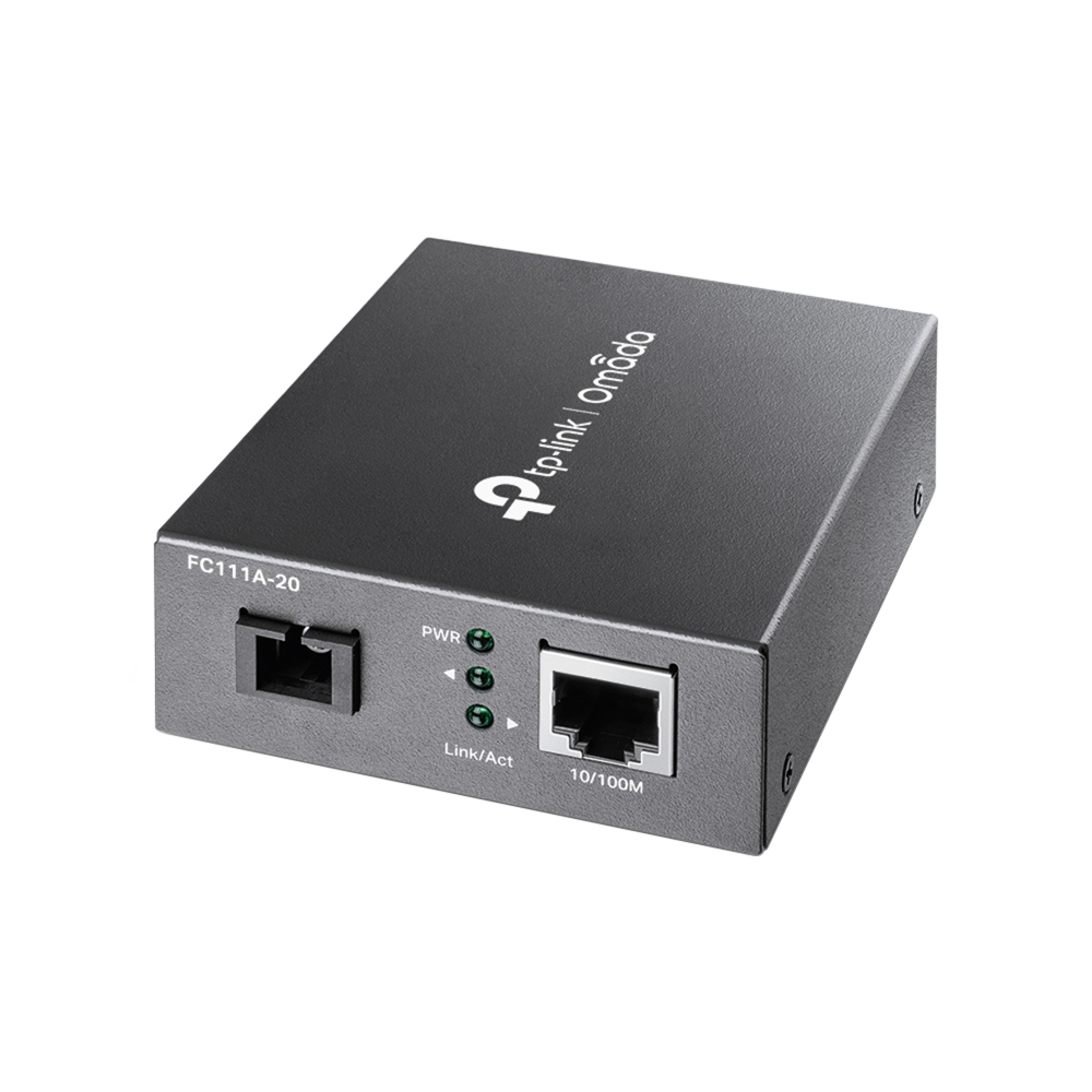 TP-Link TL-FC111A-20 - Fibre media converter - 100Mb LAN - 10Base-T, 100Base-TX, WDM - SC/UPC single-mode / RJ-45 - up to 20 km - 1550 (TX) / 1310 (RX) nm - for JetStream TL-SG3452XP V1