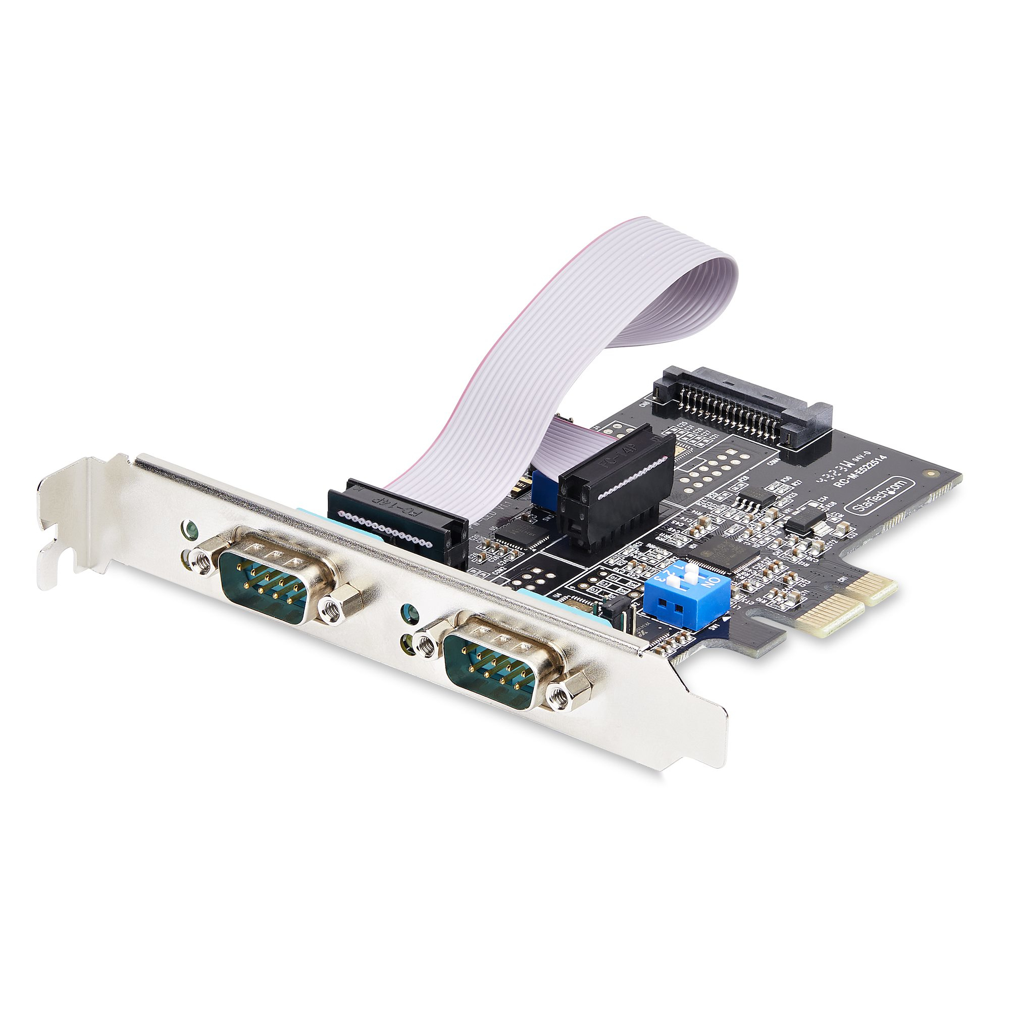 Startech 2-Port Serial PCIe Card, Dual-Port PCI Express to RS232/RS422/RS485 (DB9) Serial Card, Low-Profile Brackets Incl., 16C1050 UART, TAA-Compliant, Windows/Linux, TAA Compliant - Level-4 ESD Protection (2S232422485-PC-CARD) - Serial adapter - PCI Exp