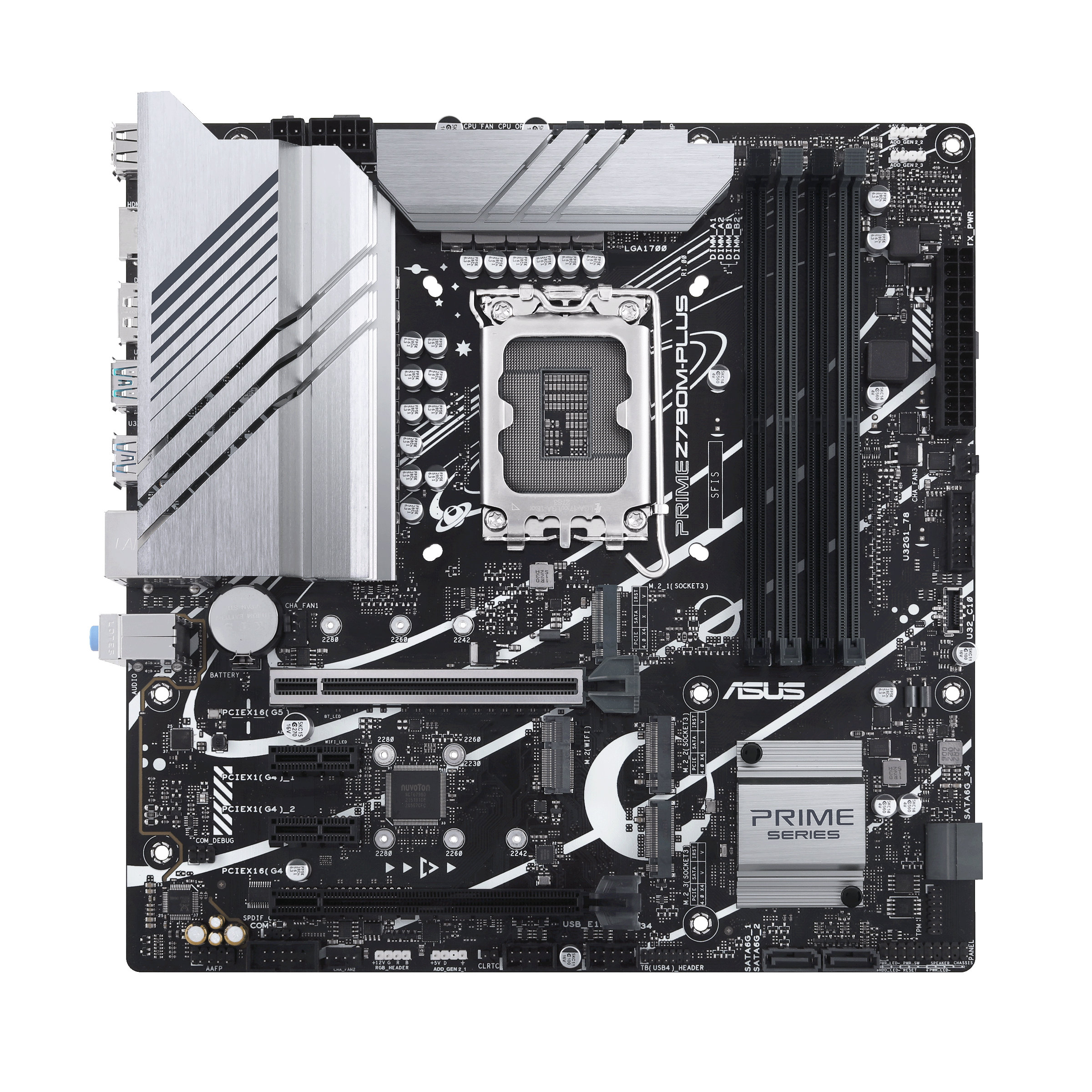ASUS PRIME Z790M-PLUS - Motherboard - micro ATX - LGA1700 Socket - Z790 Chipset - USB-C 3.2 Gen 2x2, USB-C 3.2 Gen 1, USB 3.2 Gen 2, USB 3.2 Gen 1 - Gigabit LAN - onboard graphics (CPU required) - HD Audio (8-channel)