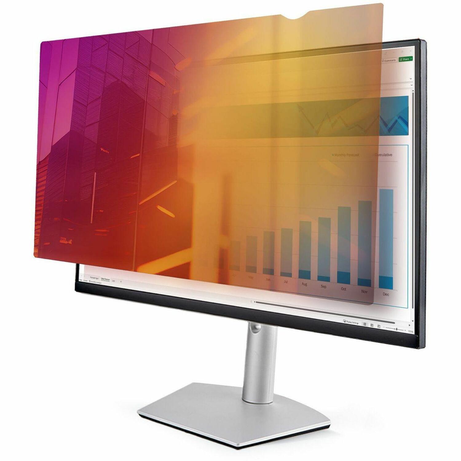 StarTech 24-inch 16:10 Gold Monitor Privacy Screen, Reversible Filter w/Enhanced Privacy, Glossy Computer Security Filter, Removable Screen Protector/Shield, +/- 30 Deg. - Display privacy filter - 2-way - removable - plug-in/adhesive - 24" - black, gold