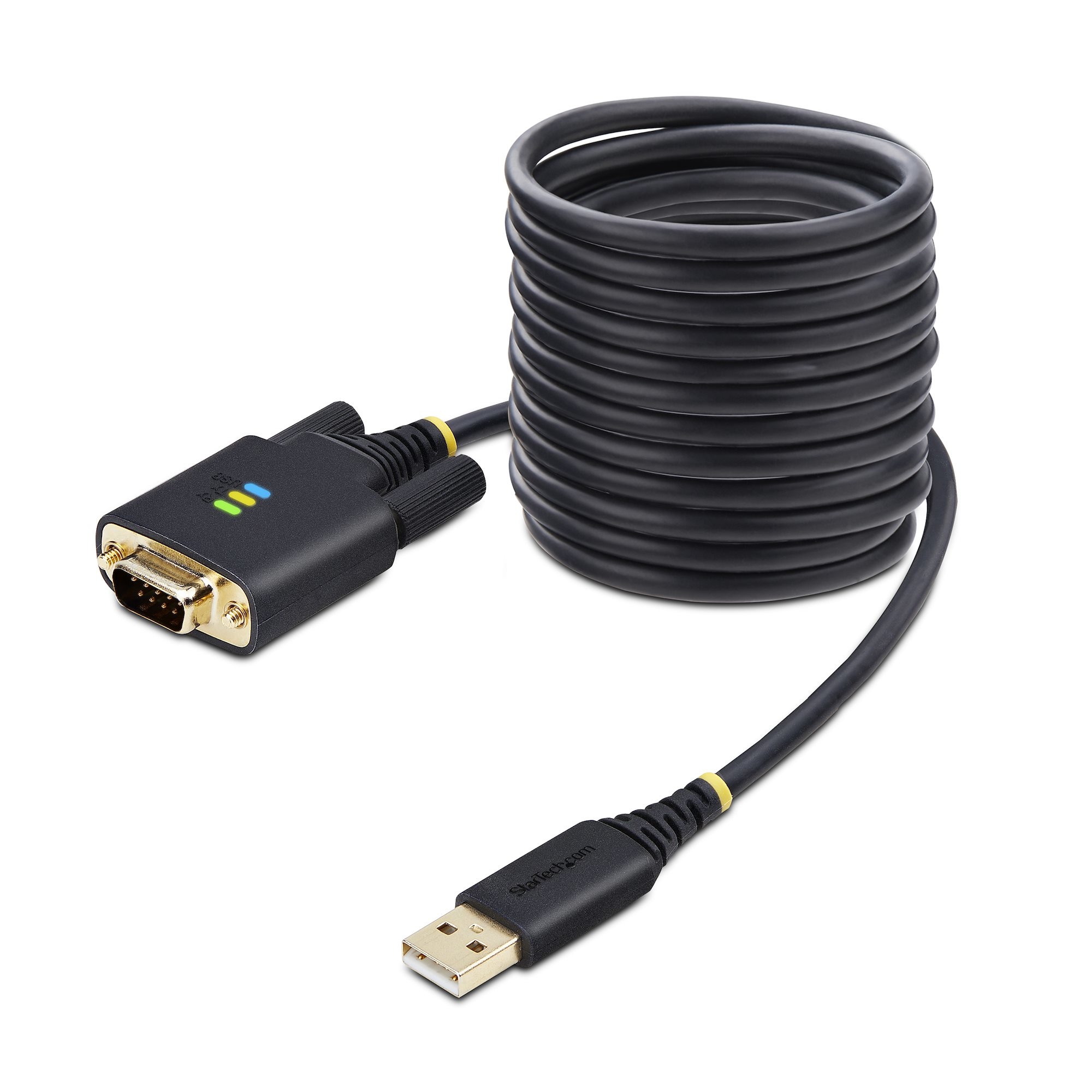 StarTech 10ft (3m) USB to Serial Adapter Cable, Interchangeable DB9 Screws/Nuts, COM Retention, USB-A to DB9 RS232, FTDI IC, Level-4 ESD Protection, Windows/macOS/ChromeOS/Linux - Rugged TPE Construction (1P10FFC-USB-SERIAL) - USB / serial cable - USB (M)