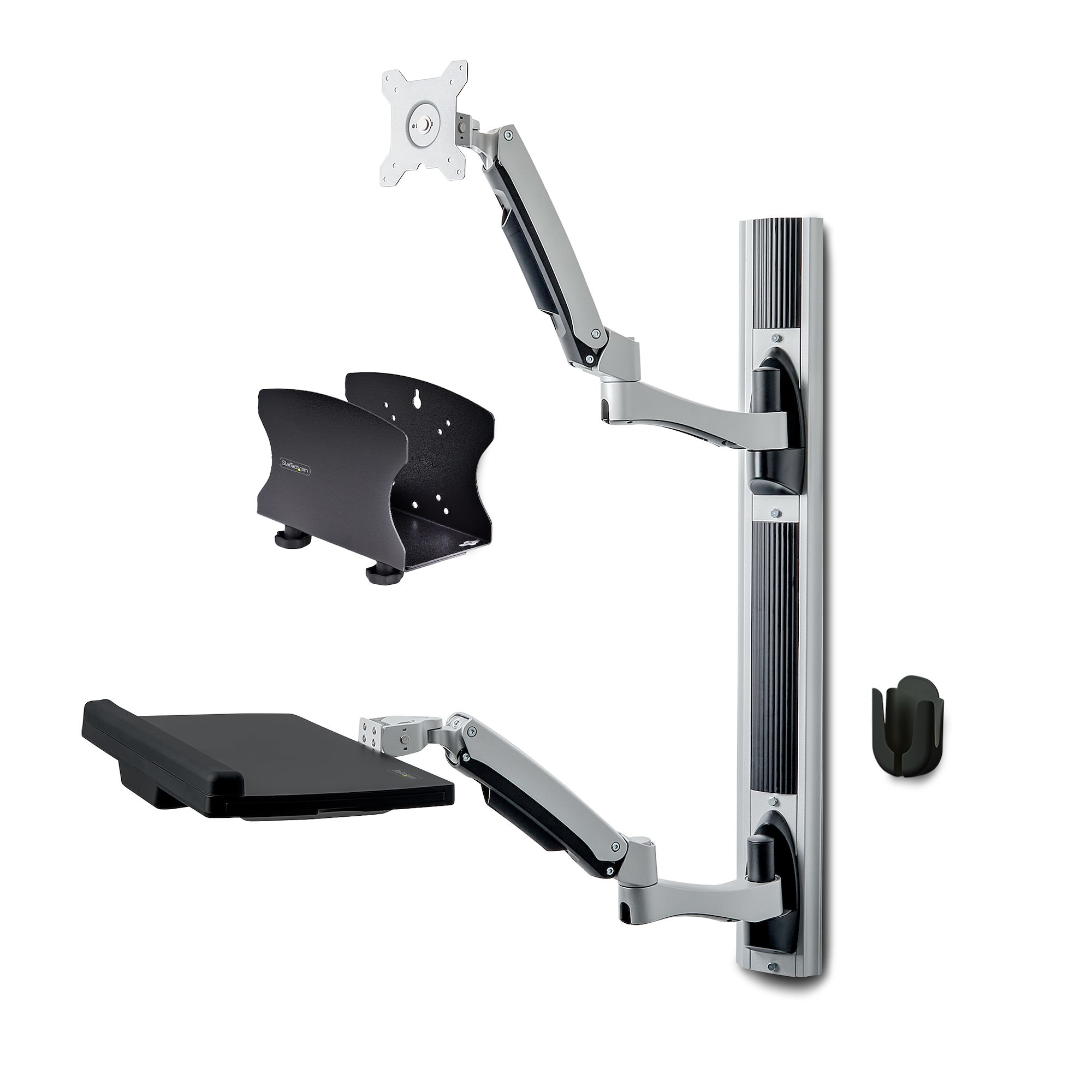 Startech Wall Mount Workstation, VESA Mount For 32" Monitors (22lb/10kg), Fully Articulating Arms For Single Monitor Mount & Keyboard Tray, Includes Desktop Computer/PC Bracket - Ergonomic Standing Desk (2PASTSC-WALL-MOUNT) - Mounting kit - workstation -