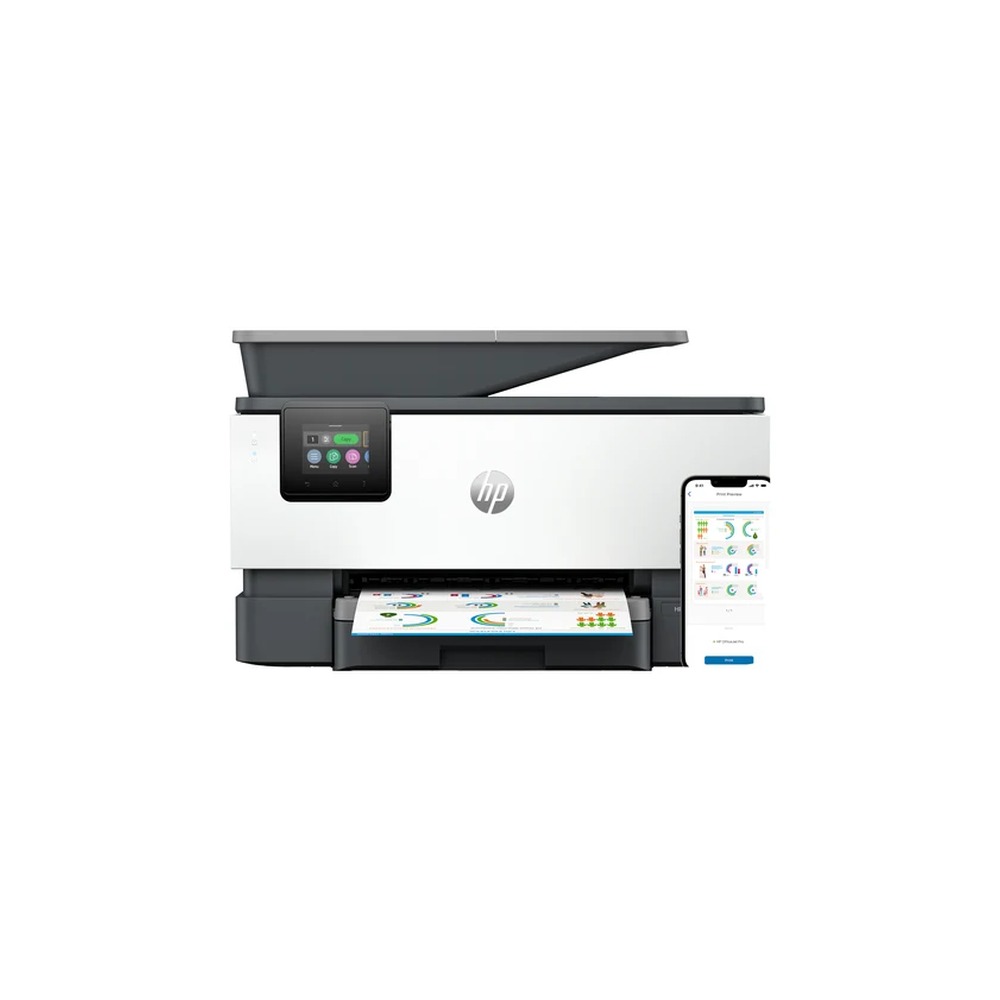 HP Officejet Pro 9120e All-in-One - Multifunction printer - colour - ink-jet - Legal (216 x 356 mm) (original) - A4/Legal (media) - up to 21 ppm (copying) - up to 22 ppm (printing) - 250 sheets - 33.6 Kbps - USB 2.0, USB 2.0 host, Wi-Fi(ac), Bluetooth, LA