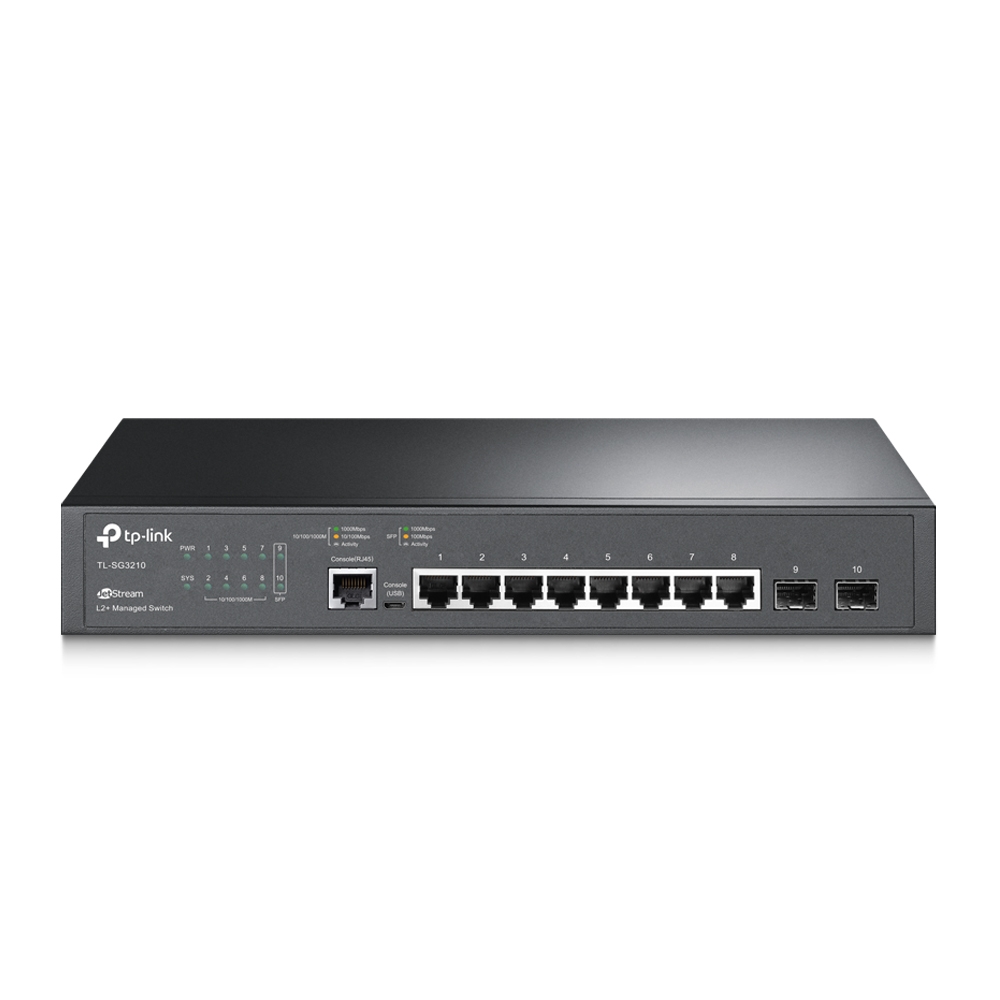 TP-Link JetStream TL-SG3210 V3.6 - Switch - L2+ - Managed - 8 x 10/100/1000 + 2 x Gigabit SFP - rack-mountable