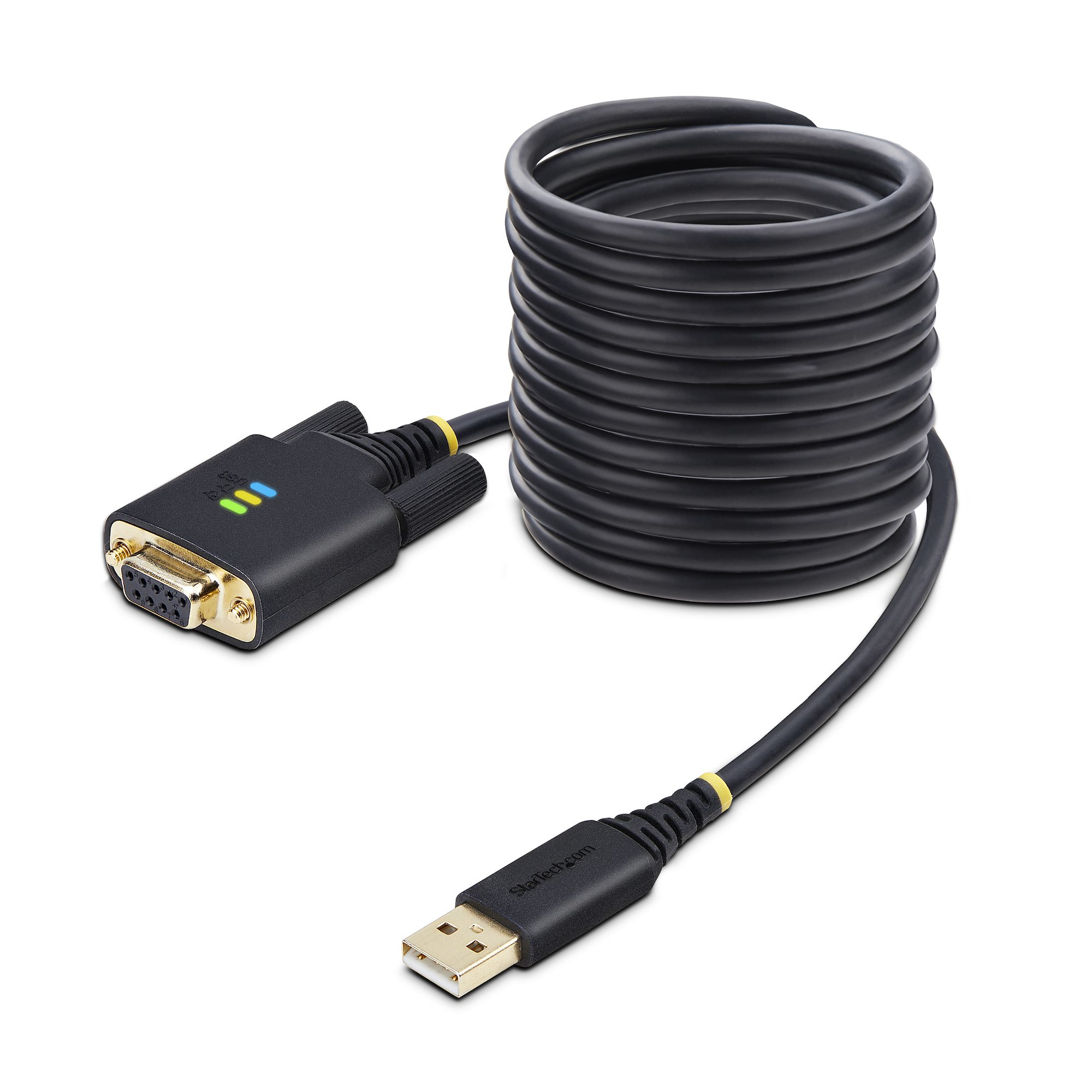 StarTech 10ft (3m) USB to Null Modem Serial Adapter Cable, Interchangeable DB9 Screws/Nuts, COM Retention, USB-A to RS232, FTDI, Level-4 ESD Protection, Windows/macOS/ChromeOS/Linux - Rugged TPE Construction (1P10FFCN-USB-SERIAL) - USB / serial cable - US