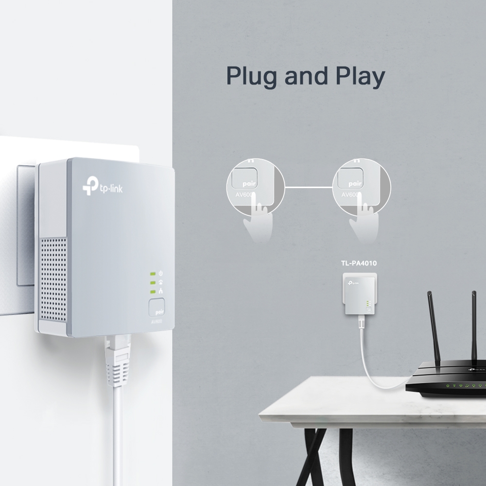 TP-Link TL-PA4010 KIT - Starter Kit - powerline adapter kit HomePlug AV (HPAV) - wall-pluggable (pack of 2)