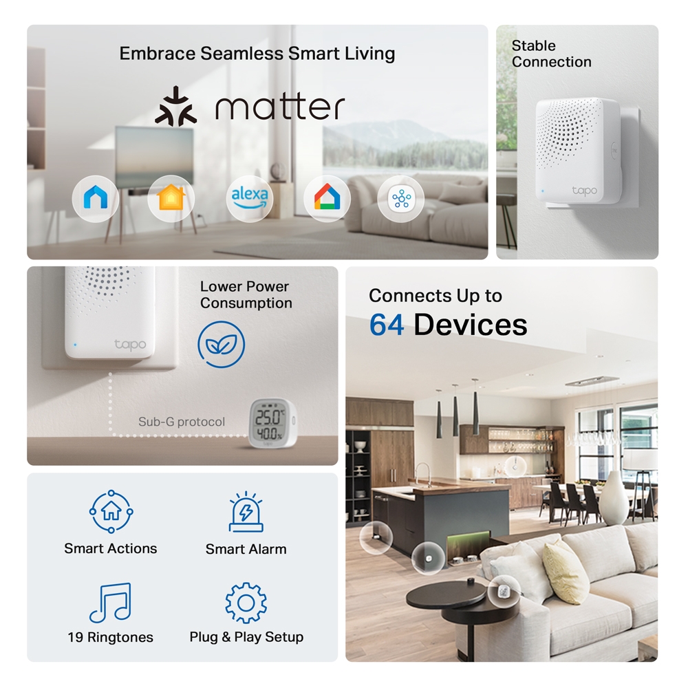 Tapo H100 V1 - Smart hub - with chime - wireless - Wi-Fi - 2.4 Ghz, 868 MHz