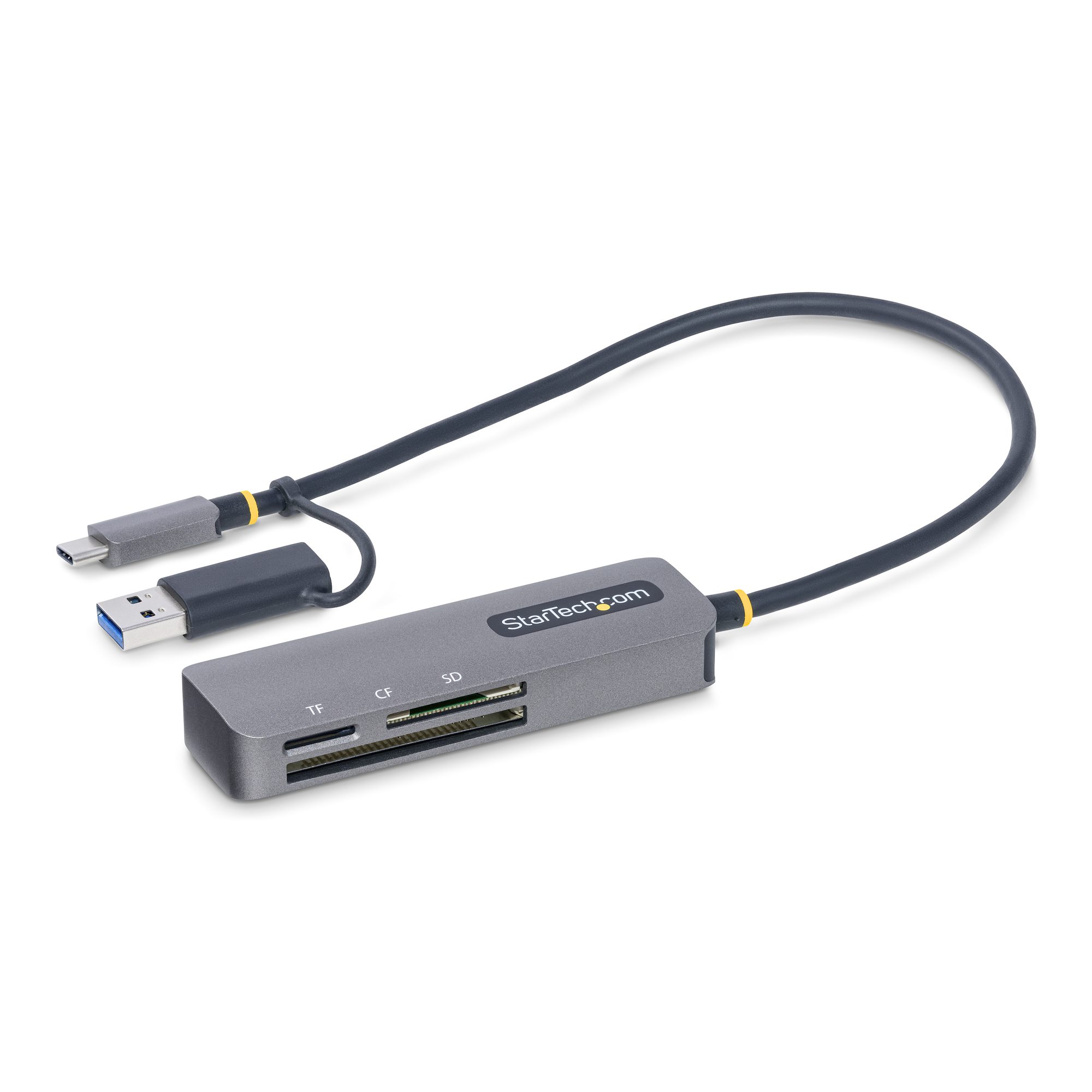 Startech USB 3.0 Multi-Media Memory Card Reader, SD/microSD/CompactFlash Card Reader, Portable USB 5Gbps Card Adapter, External USB-C Card Reader with Attached USB-A Adapter - Works with Any Operating System (FCREADMICRO3V2) - Card reader (CF II, SDHC, mi