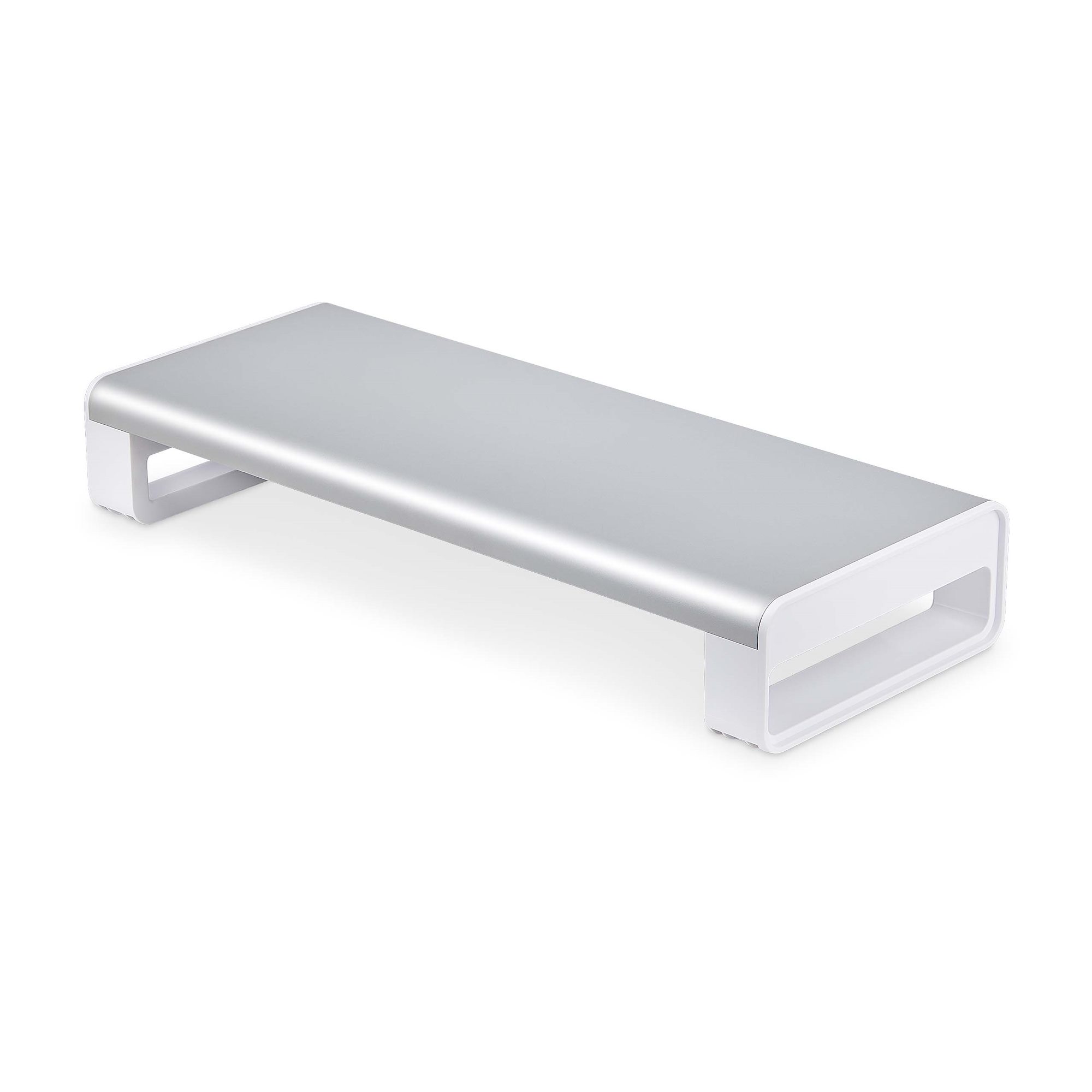 StarTech Ergonomic Monitor Riser Stand, 33lb Max, Fixed height 3.5in - Monitor stand - desktop - white & silver - TAA Compliant