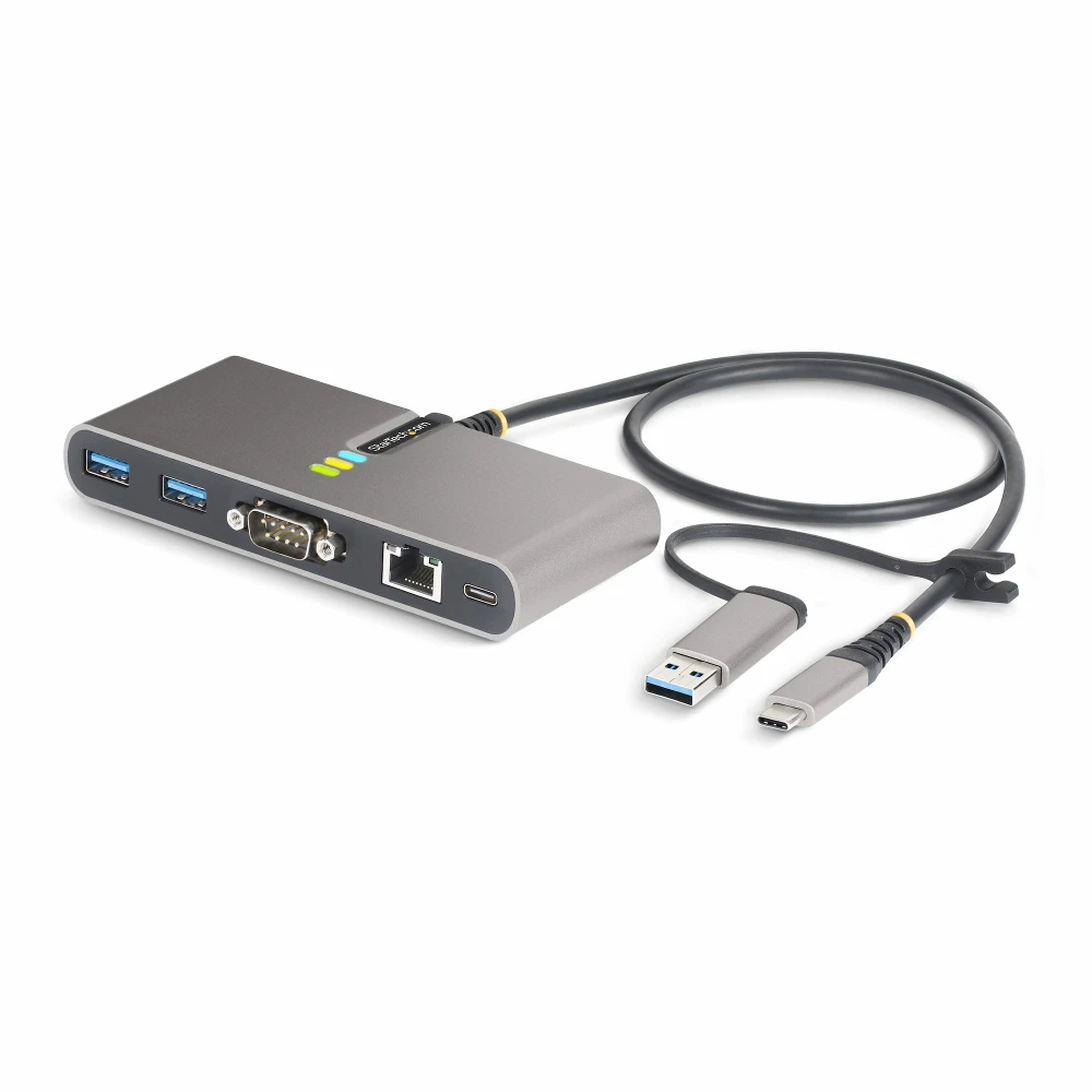 Startech 2-Port USB-C/USB-A Hub with GbE and RS232 Serial, 2x USB-A - Hub - 2 x USB 3.2 Gen 1 - desktop