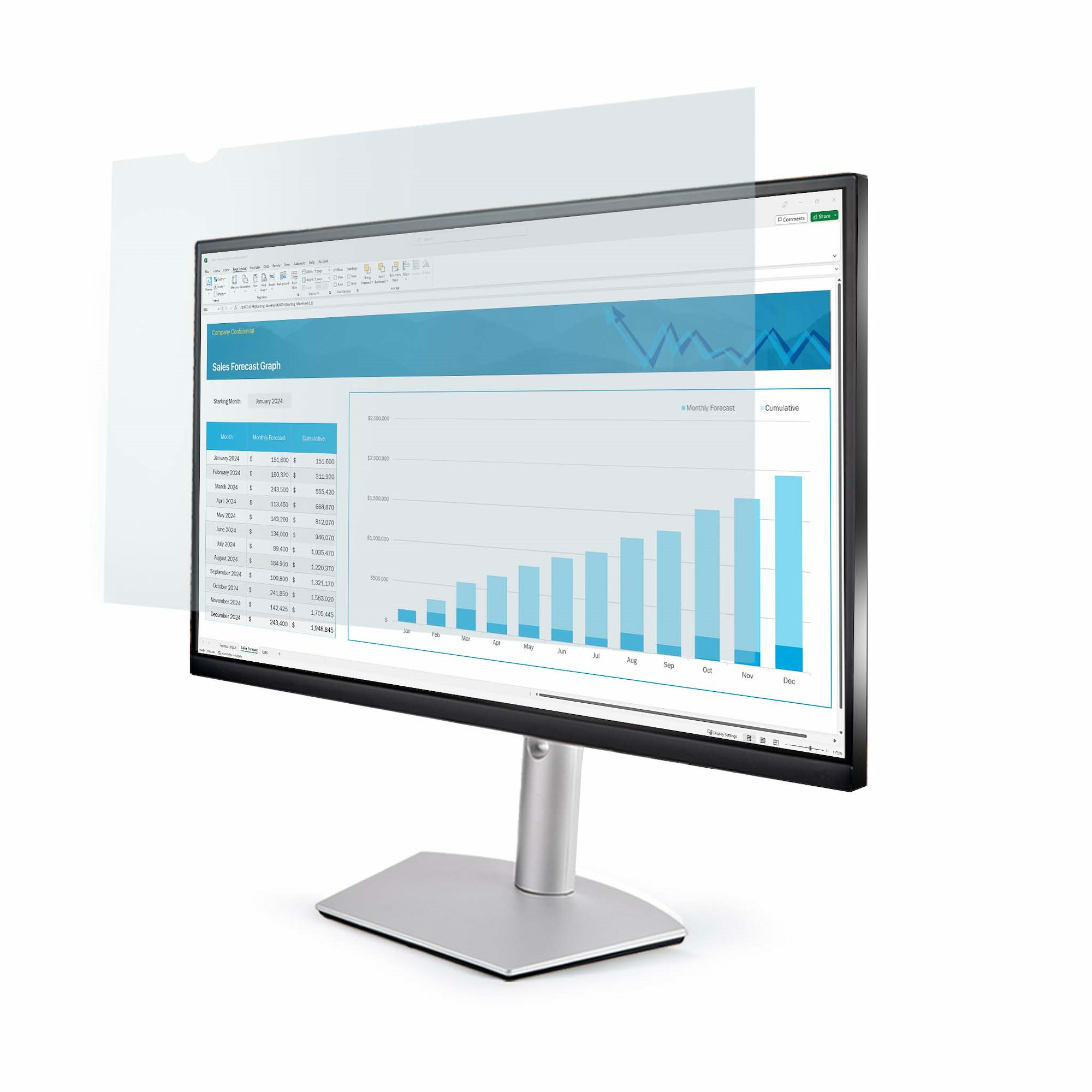 StarTech 24in 16:9 Anti-Blue Light Filter, BlueLight Screen Filter - Display privacy filter - 4-way - removable - plug-in/adhesive - 24" wide - TAA Compliant