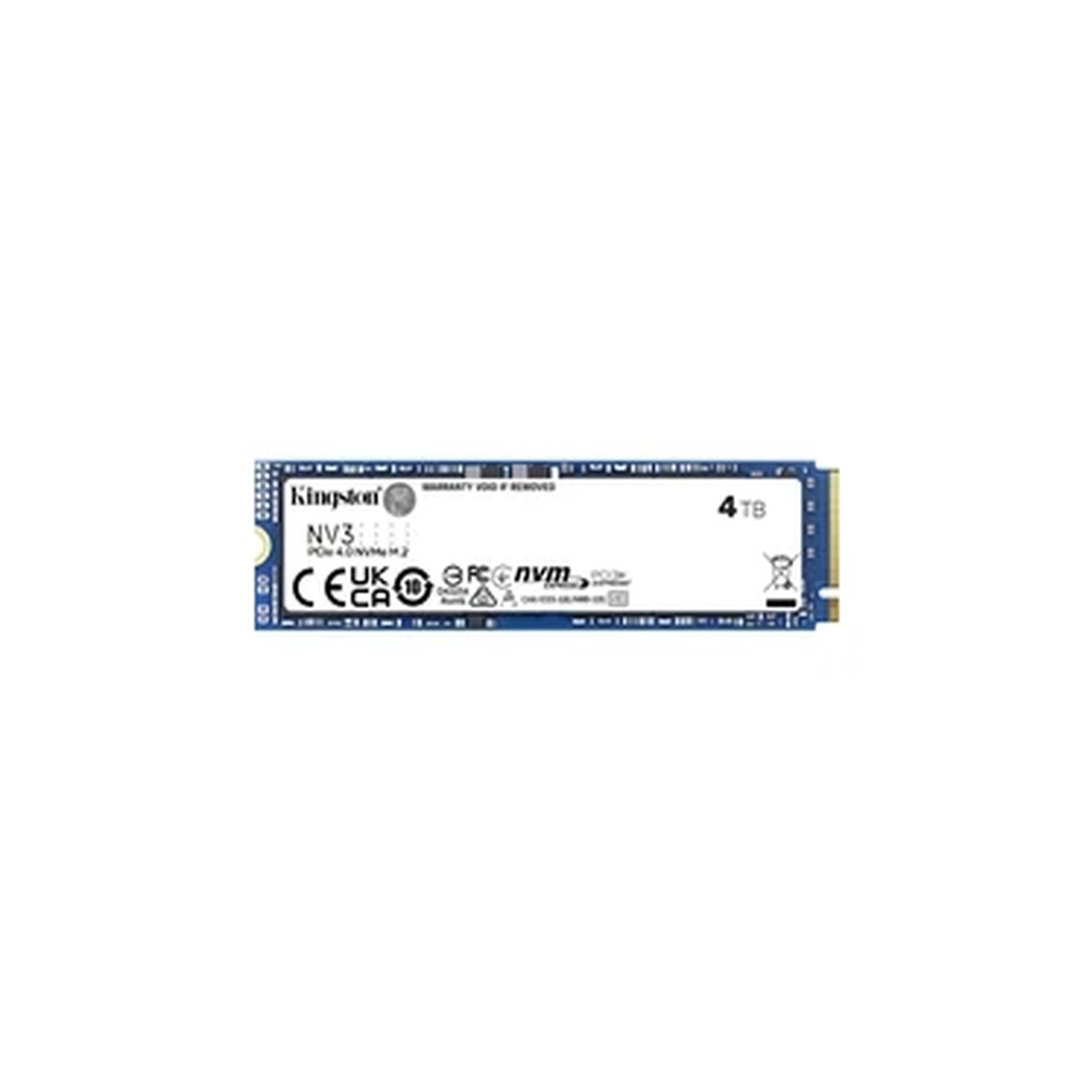 Kingston NV3 (SNV3S/4000G) 4TB NVMe SSD, M.2 Interface, PCIe Gen4, 2280, Read 6000 MB/s, Write 5000 MB/s, 3 Year Warranty