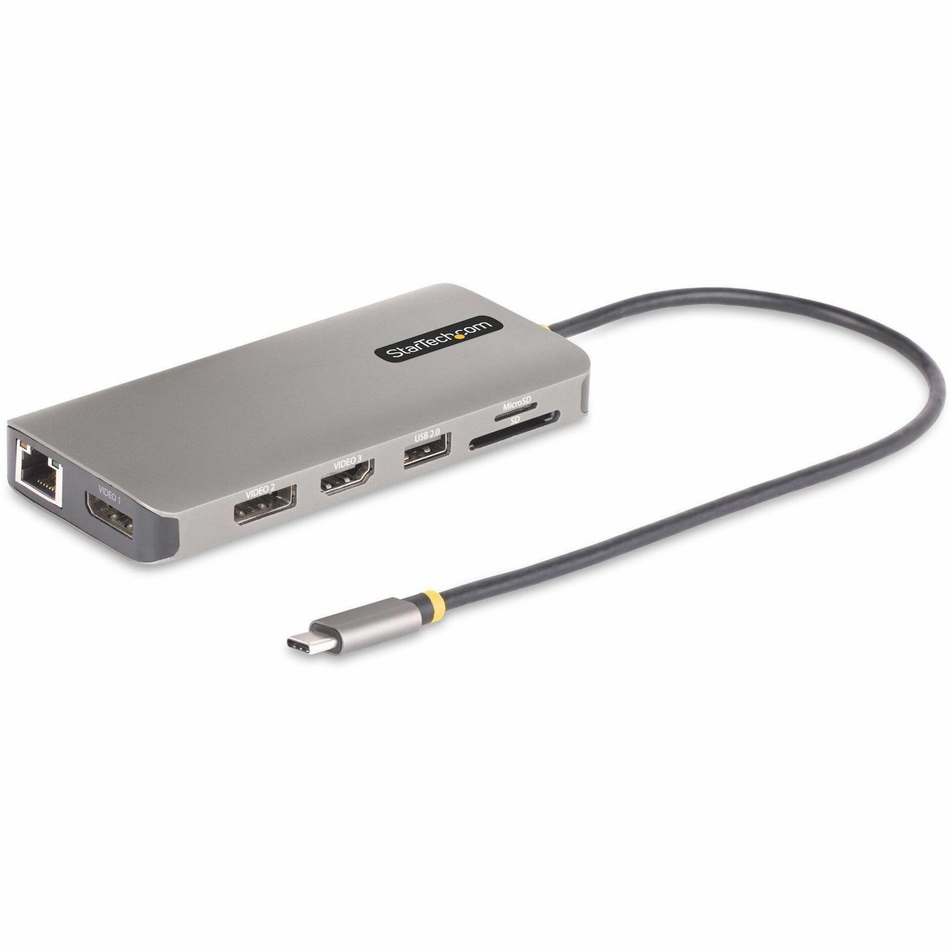 Startech USB-C Triple-Monitor Multiport Adapter, HDMI/DP/Card Reader - Docking station - USB-C 3.2 Gen 1 / Thunderbolt 3 / Thunderbolt 4 - HDMI, 2 x DP - 1GbE