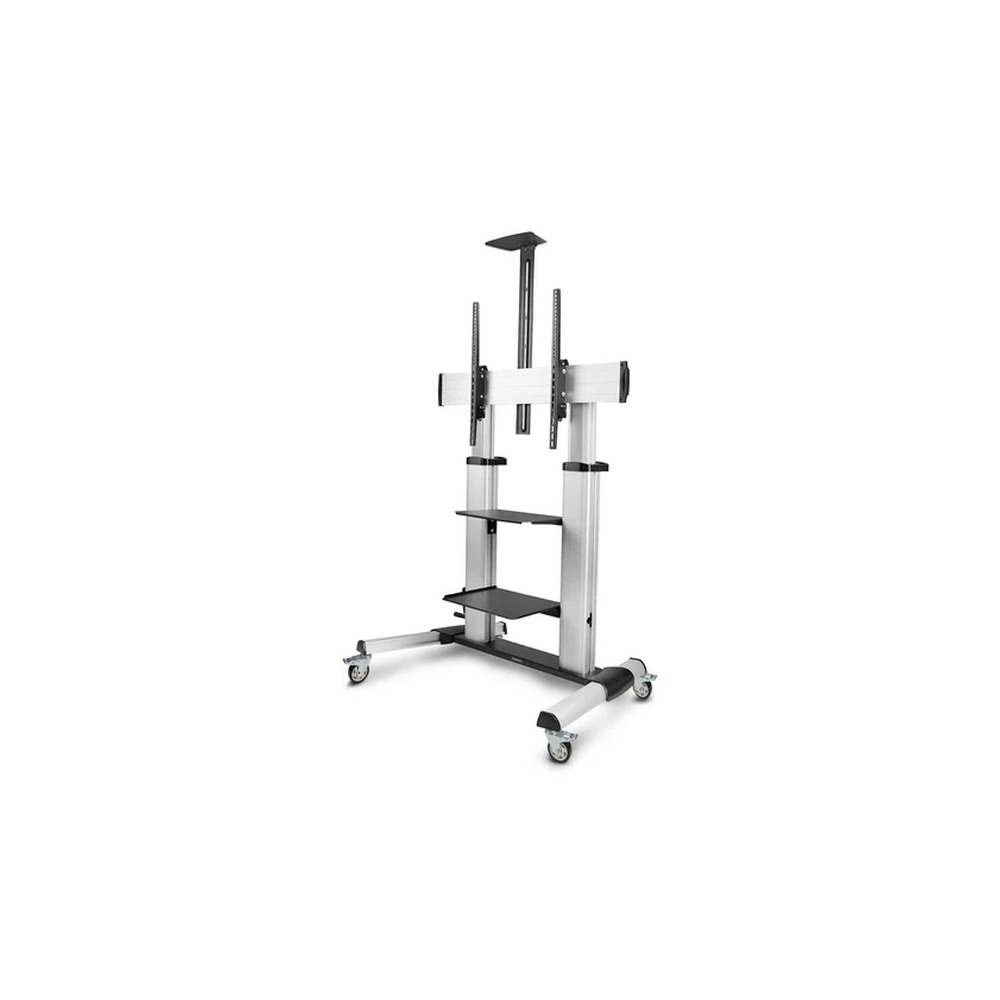 Startech Rolling TV Cart/Stand On Wheels, Up to 100inch/220lb Screens - Cart - for flat panel - plastic, aluminium, steel - black, silver - screen size: 60"-100