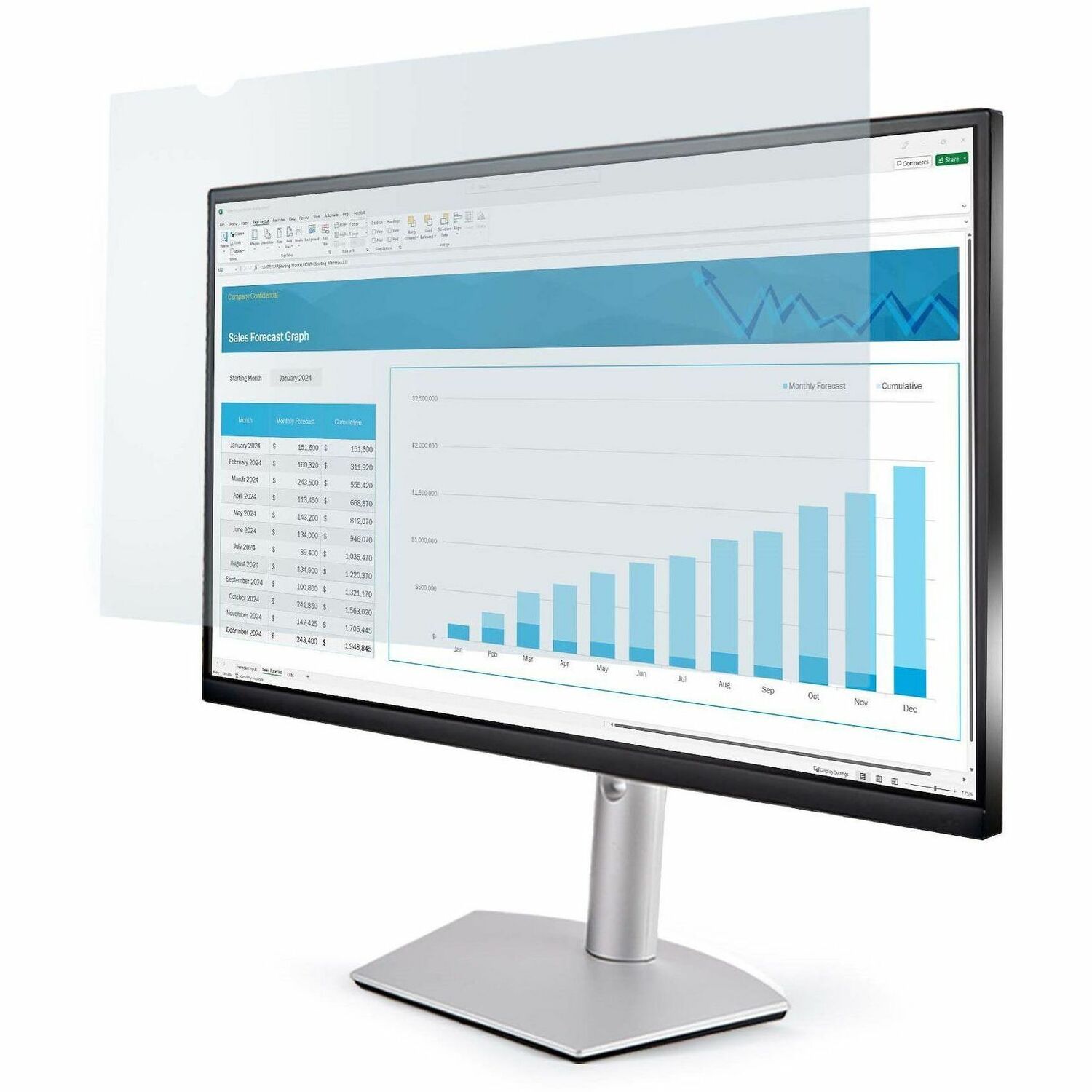 StarTech 24in 16:10 Anti-Blue Light Filter, BlueLight Screen Filter - Display screen filter - 4-way - removable - plug-in/adhesive - 24" wide - TAA Compliant