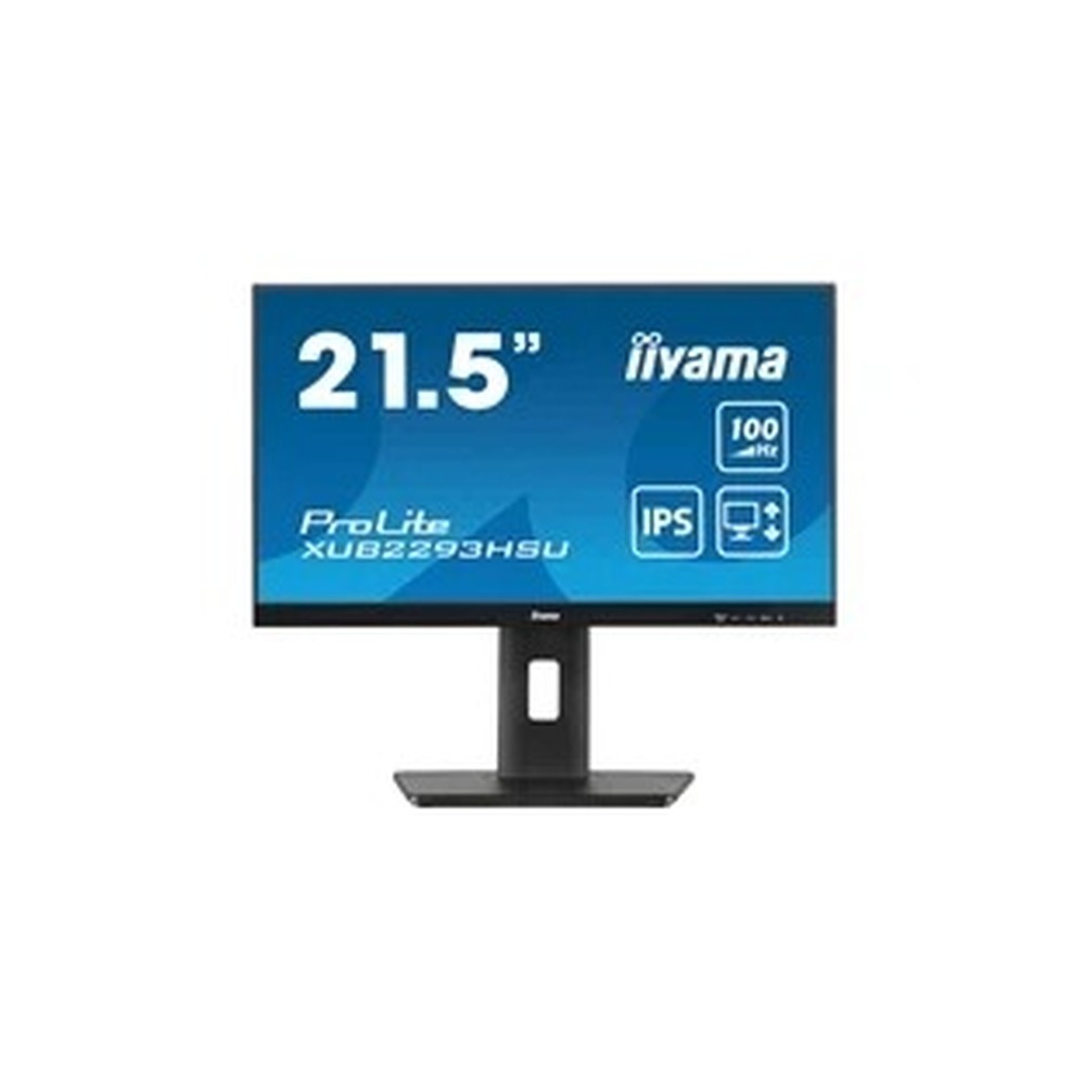 iiyama PROLITE XUB2293HSU-B7 22 inch IPS Monitor, Full HD, 1ms, USB Hub, HDMI, DisplayPort, Freesync, 100Hz, Speakers, Black, Internal PSU, VESA, Height Adjustable, Pivot