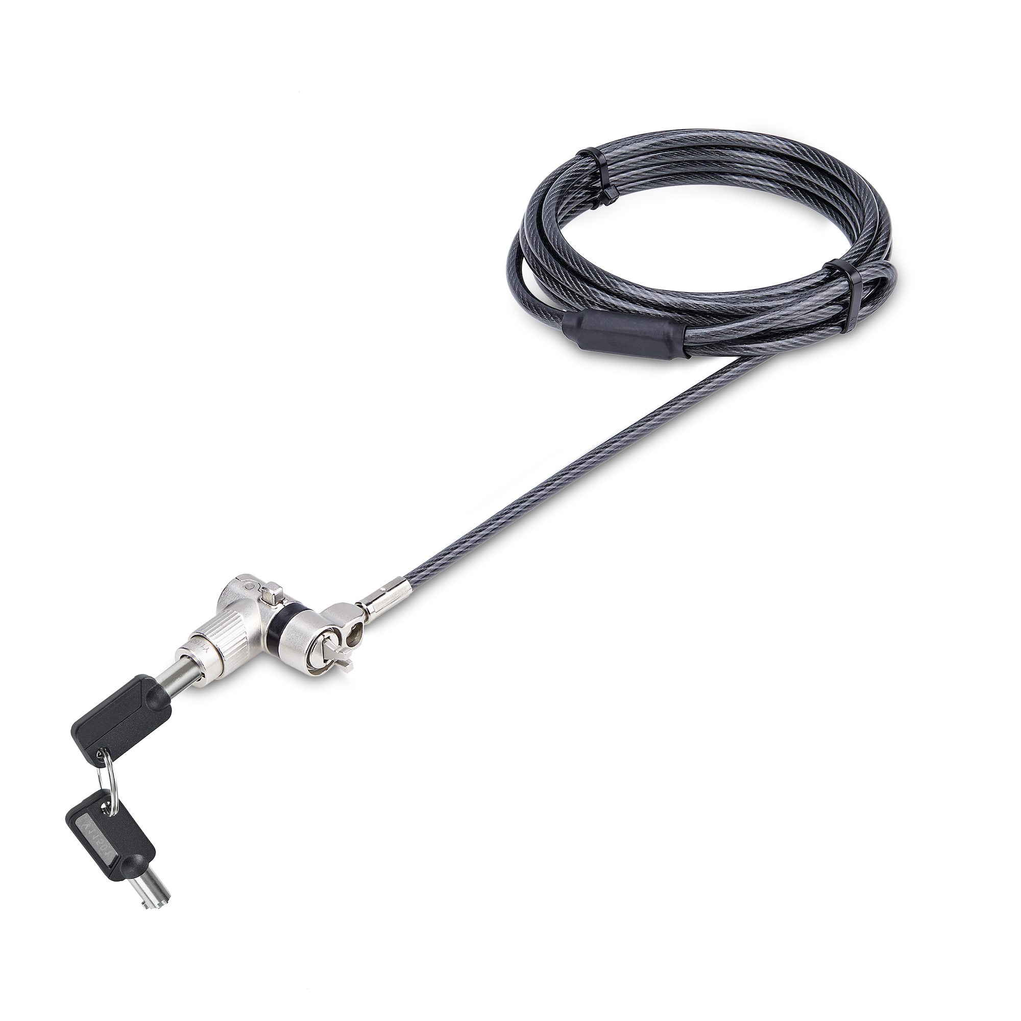 Startech 3-in-1 Laptop Lock Compatible w/Noble Wedge/Nano/K-Slot - Security cable lock - black & silver - 2 m - TAA Compliant