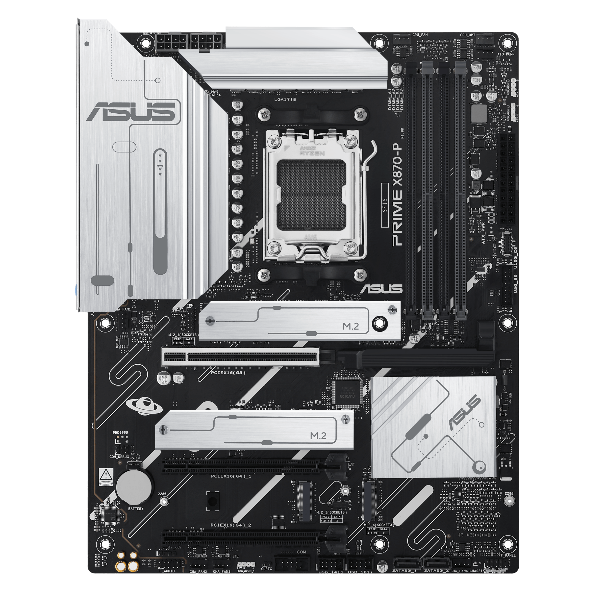 ASUS PRIME X870-P - Motherboard - ATX - Socket AM5 - AMD X870 Chipset - USB4, USB 3.2 Gen 2, USB-C 3.2 Gen2, USB 3.2 Gen 1 - 2.5 Gigabit LAN - onboard graphics (CPU required) - HD Audio (8-channel)