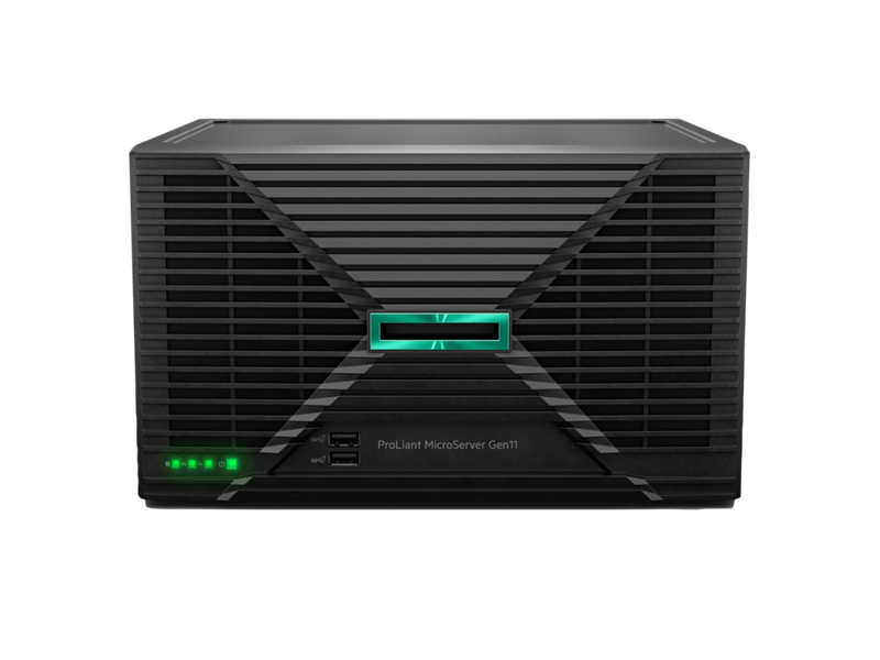 HPE ProLiant MicroServer Gen11 E-2434 4c 32GB-U 4LFF-NHP 2x4TB HDD 180W External PS EMEA Cmp Mod Svr - This HPE pre built server includes the following: - 1x P64339-B21 = HPE 32GB (1x32GB) Dual Rank x8 DDR5-4800 CAS-40-39-39 Unbuffered Standard Memory Kit