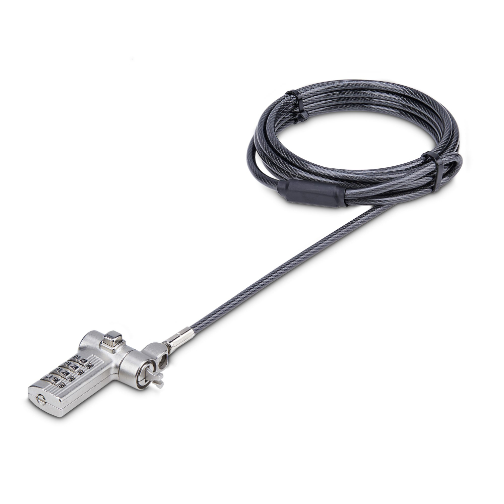 Startech Serialized Laptop Lock, Works w/Noble Wedge/Nano/K-Slot - Security cable lock - universal - black & silver - 2 m - TAA Compliant