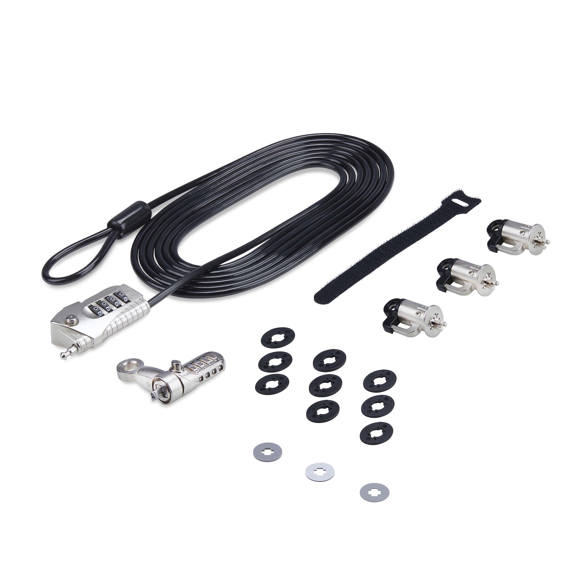 Startech Laptop/Desktop & Peripheral Lock Kit, 9.8ft (3m) Cable - Workstation locking kit - theft-deterring - black & silver - 3 m - TAA Compliant