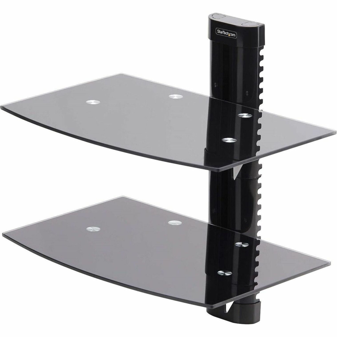 Startech Dual Floating Wall-Mounted AV Shelves, Adjustable Height Shelf For Under TV, Organize A/V Equipment On Black Tempered Glass Shelves - Shelf - for audio/video components - plastic, aluminium, steel - black - wall-mountable