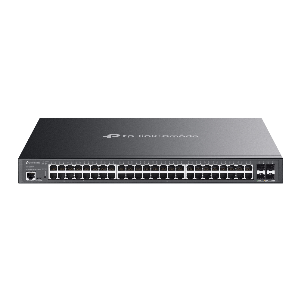 TP-Link Omada SG3452XMPP V1.8 - Switch - L2+ - Managed - 40 x 10/100/1000 (PoE+) + 8 x 10/100/1000 (PoE++) + 4 x 10Gb Ethernet SFP+ - rack-mountable - PoE++ (750 W)
