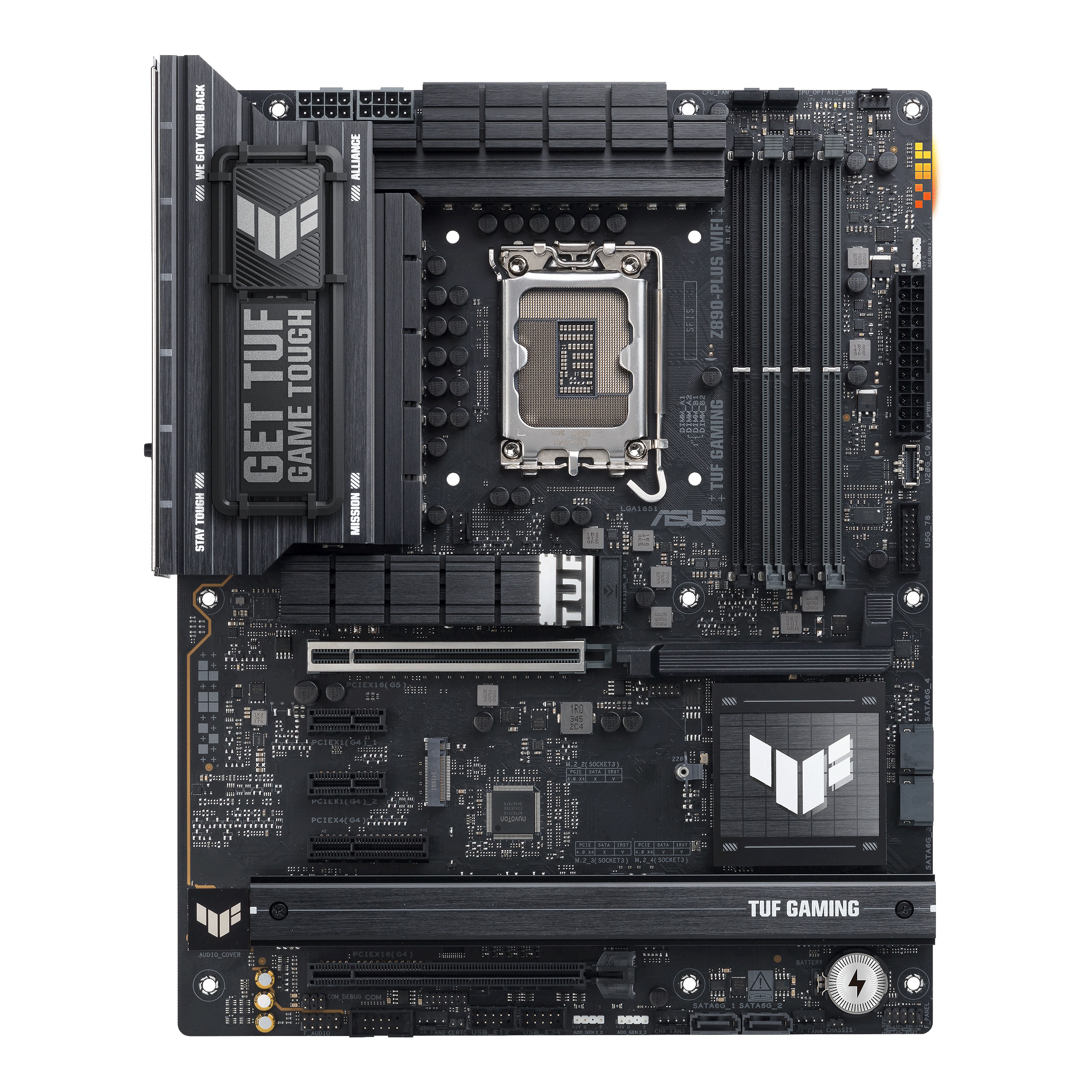 ASUS TUF GAMING Z890-PLUS WIFI - Motherboard - ATX - LGA1851 Socket - Z890 Chipset - USB4, USB-C 3.2 Gen 2x2, USB 3.2 Gen 2, USB 3.2 Gen 1 - Wi-Fi 7, Bluetooth, 2.5 Gigabit LAN - onboard graphics (CPU required) - HD Audio (8-channel)
