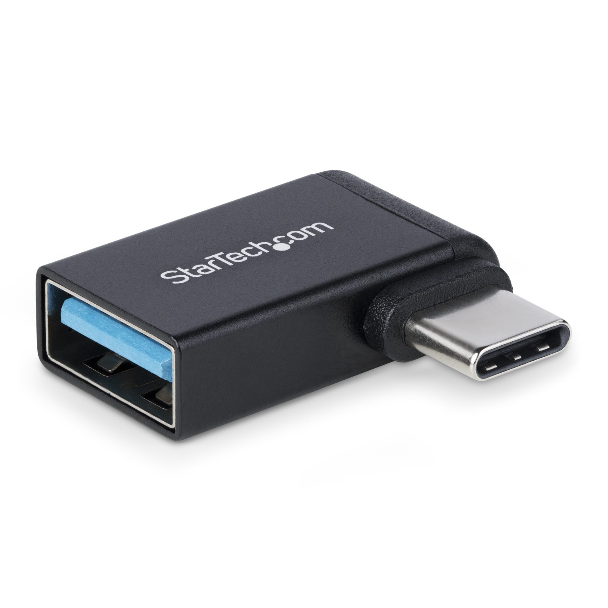 StarTech Right Angled USB-C to USB-A Adapter, USB 5Gbps, Compact USB-C Male to USB-A Female Adapter, Metal Housing, M/F - USB adapter - USB-C (M) right-angled to USB (F) - USB 3.2 Gen 1 - 5 V - 3 A - passive, up to 5 Gbps data transfer rate - black
